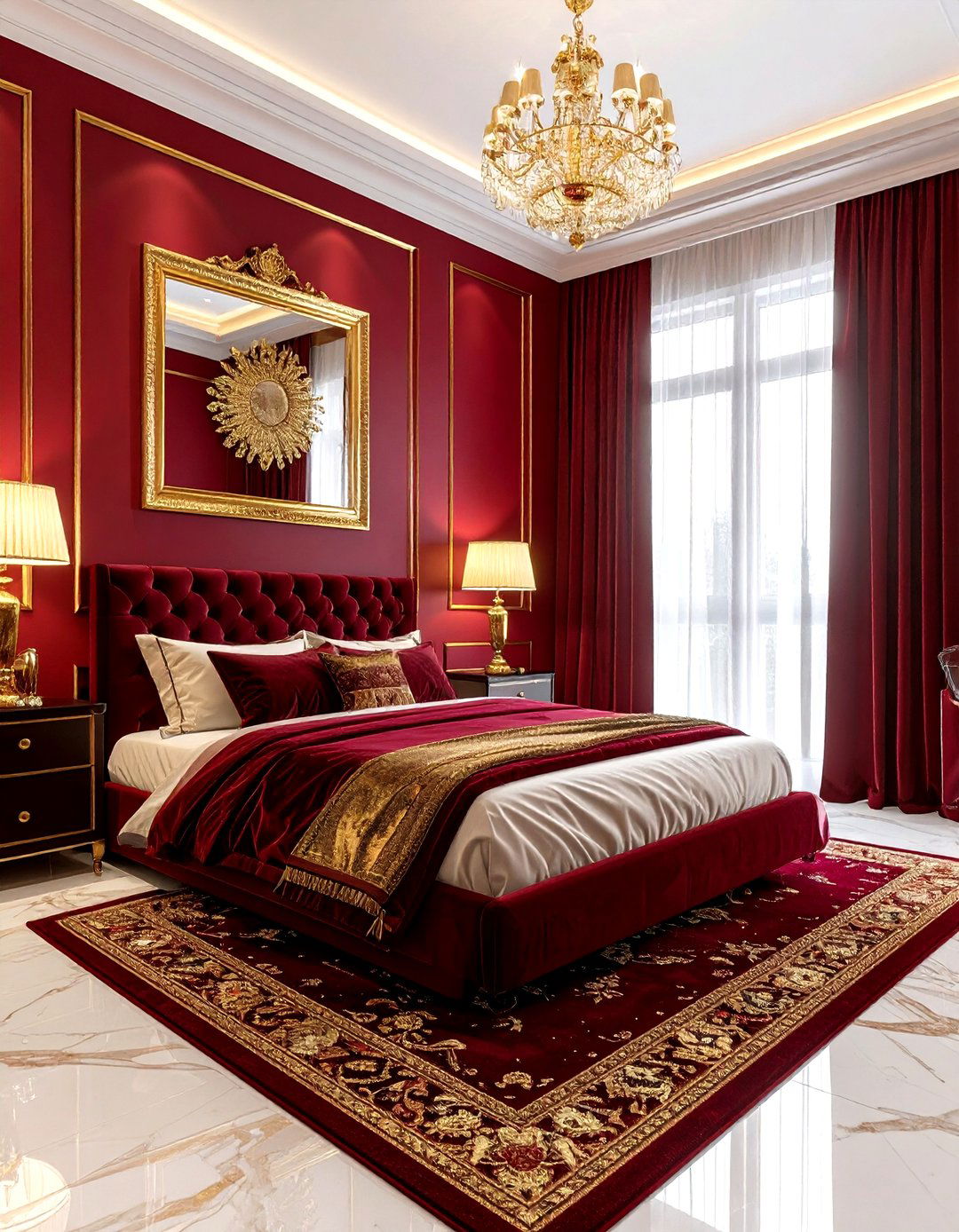 Red and gold bedroom - 30 gold bedroom decor ideas