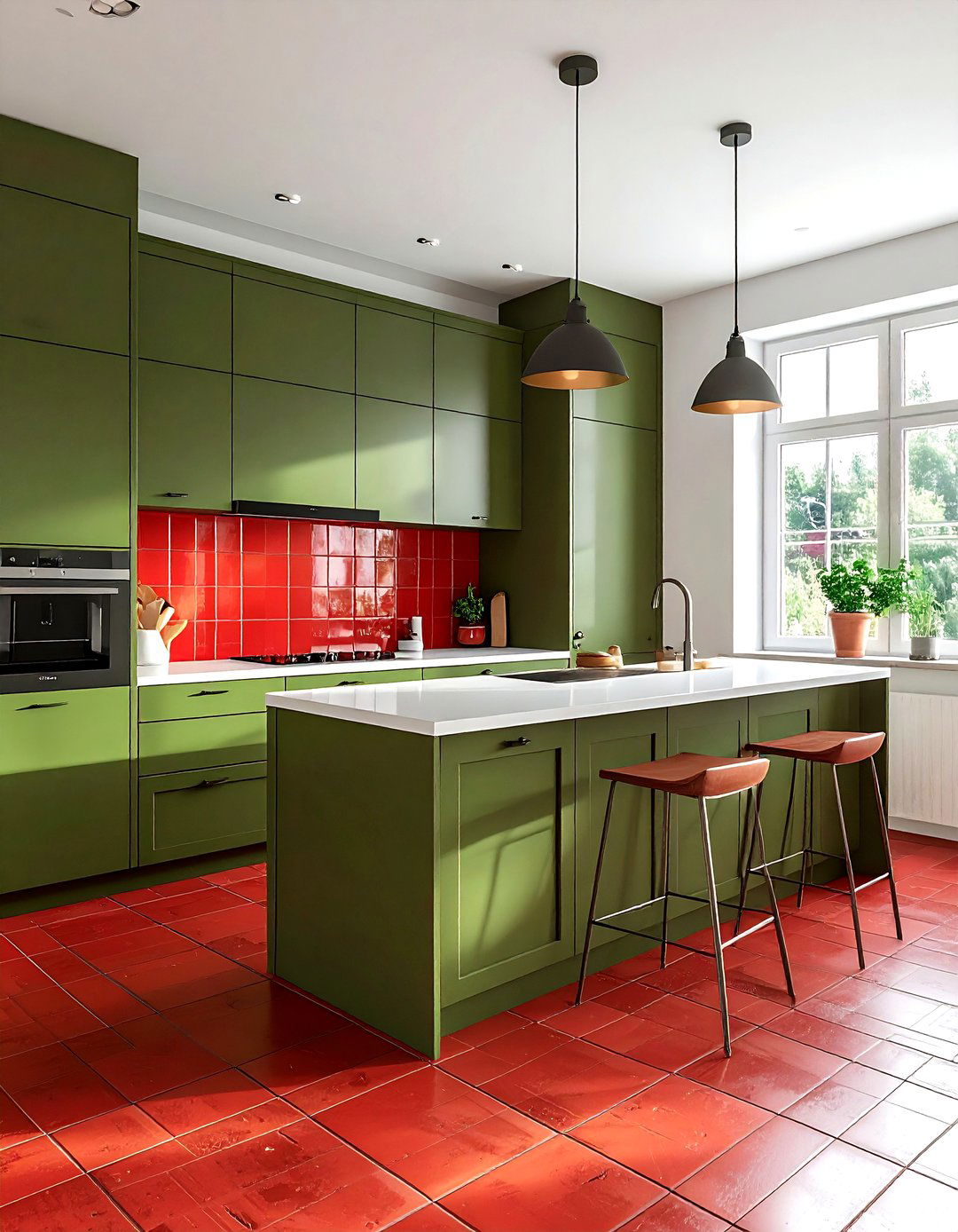 Red and green kitchen - 30 red kitchen color schemes