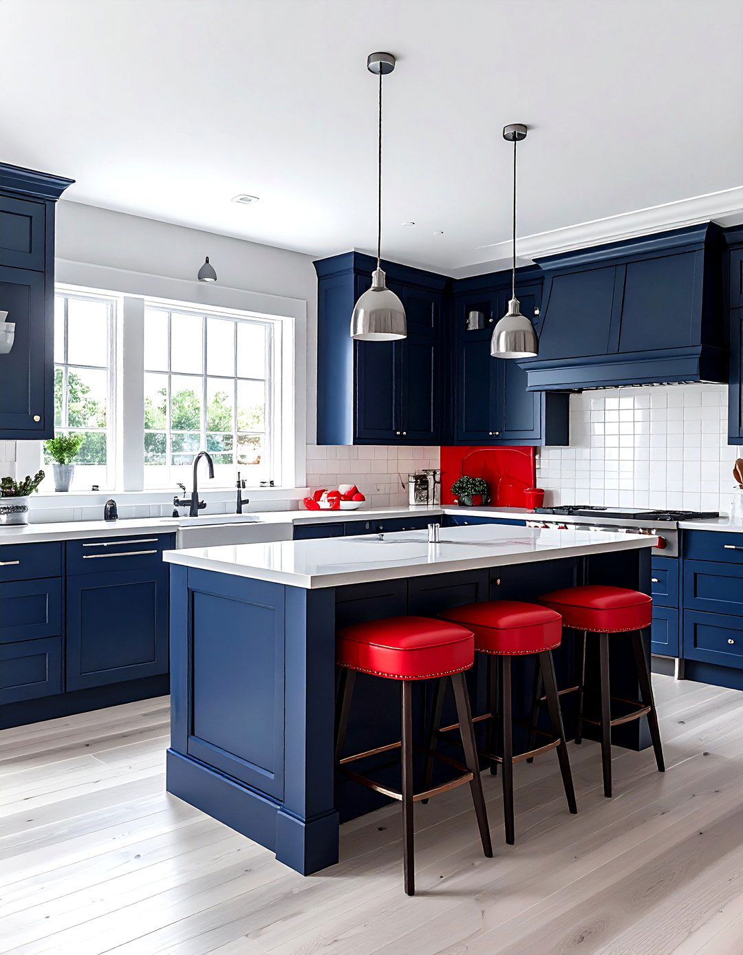 Red and navy kitchen - 30 red kitchen color schemes