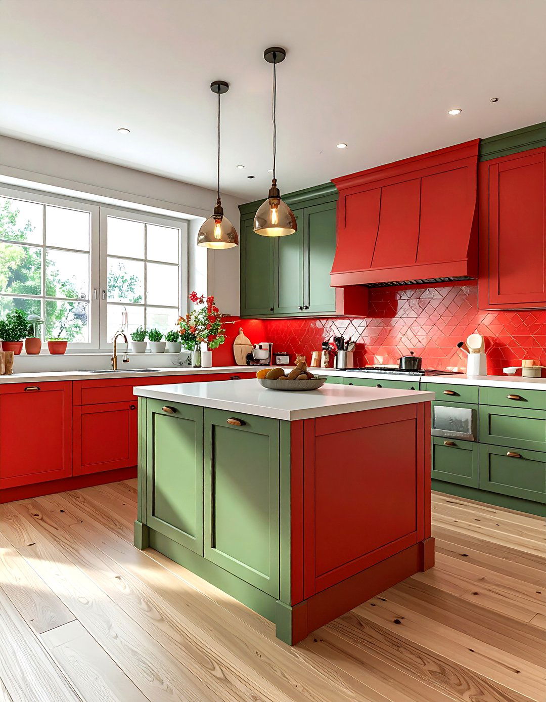 Red and sage green kitchen - 30 red kitchen color schemes