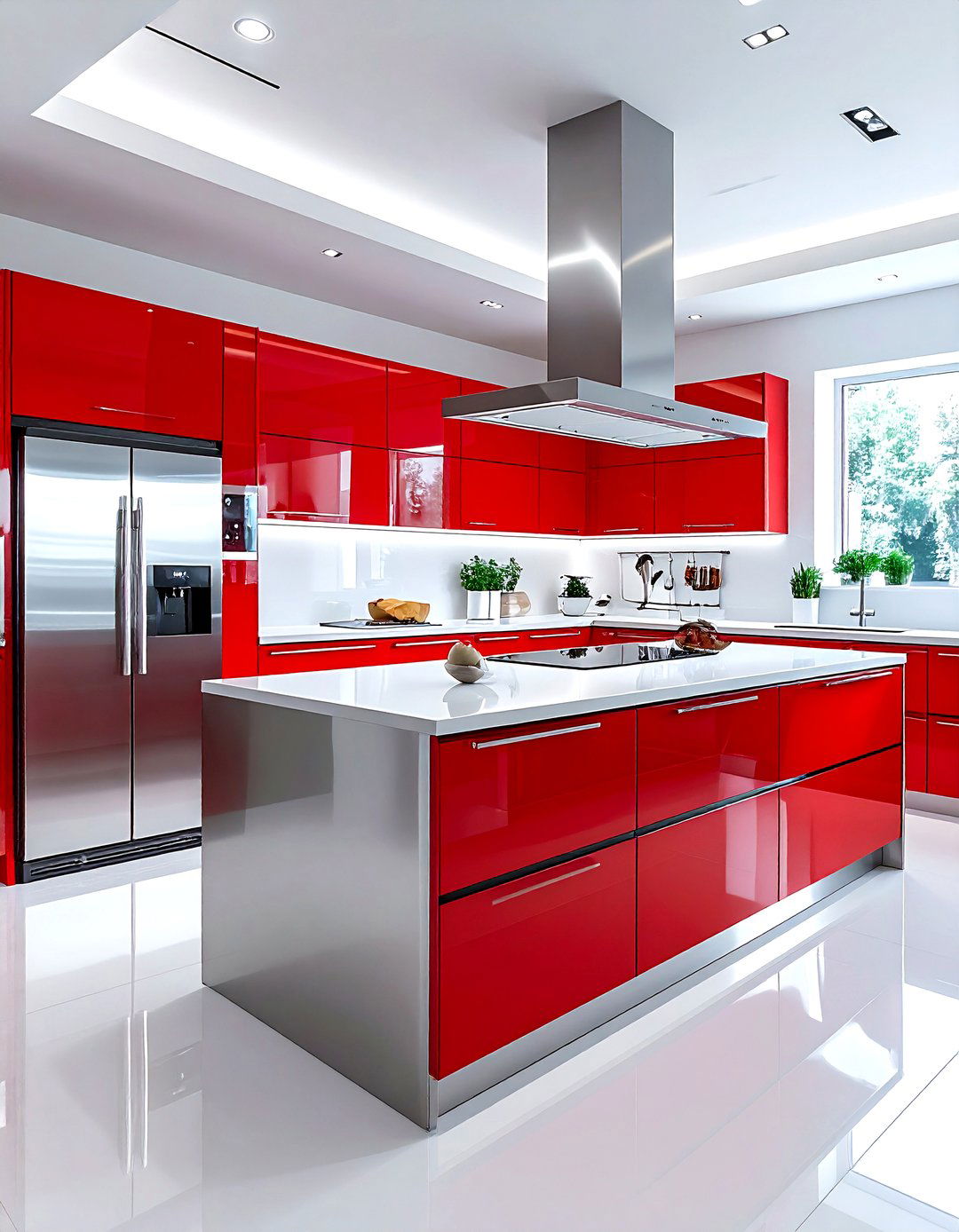 Red and silver kitchen - 30 red kitchen color schemes