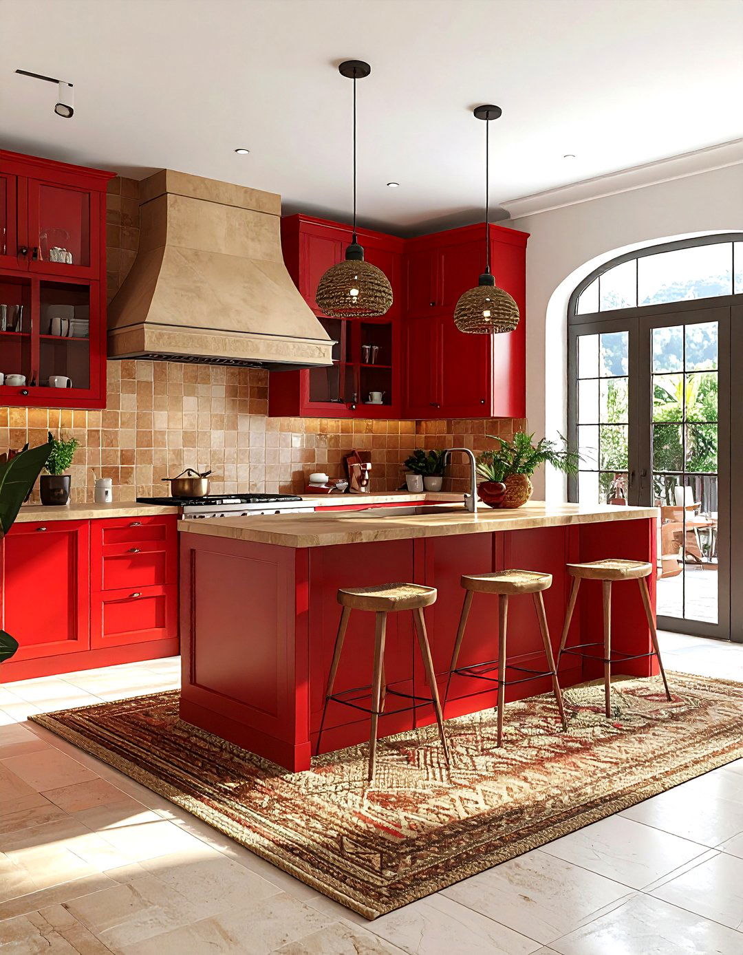 Red and tan kitchen - 30 red kitchen color schemes