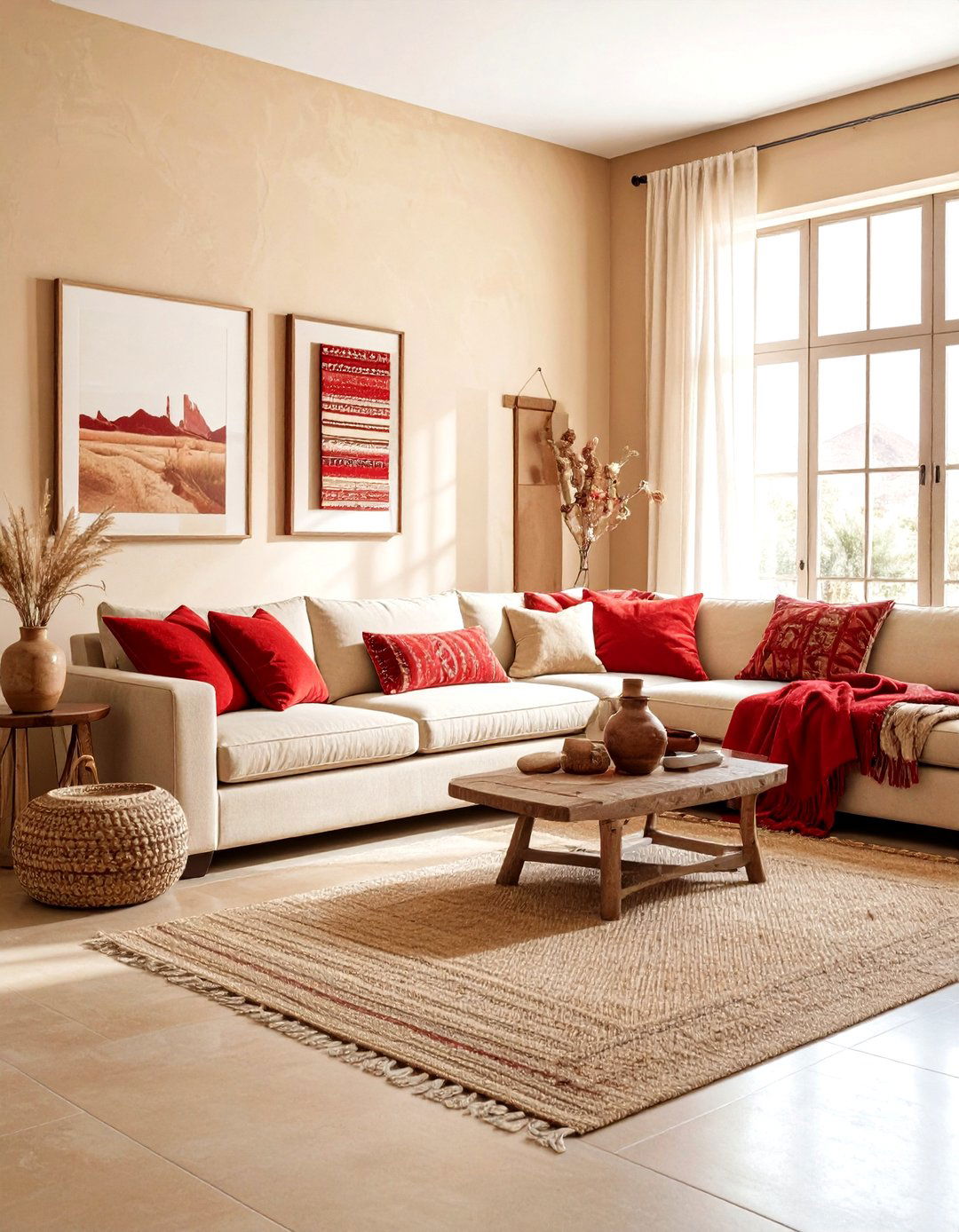 Red and tan living room - 30 red living room ideas