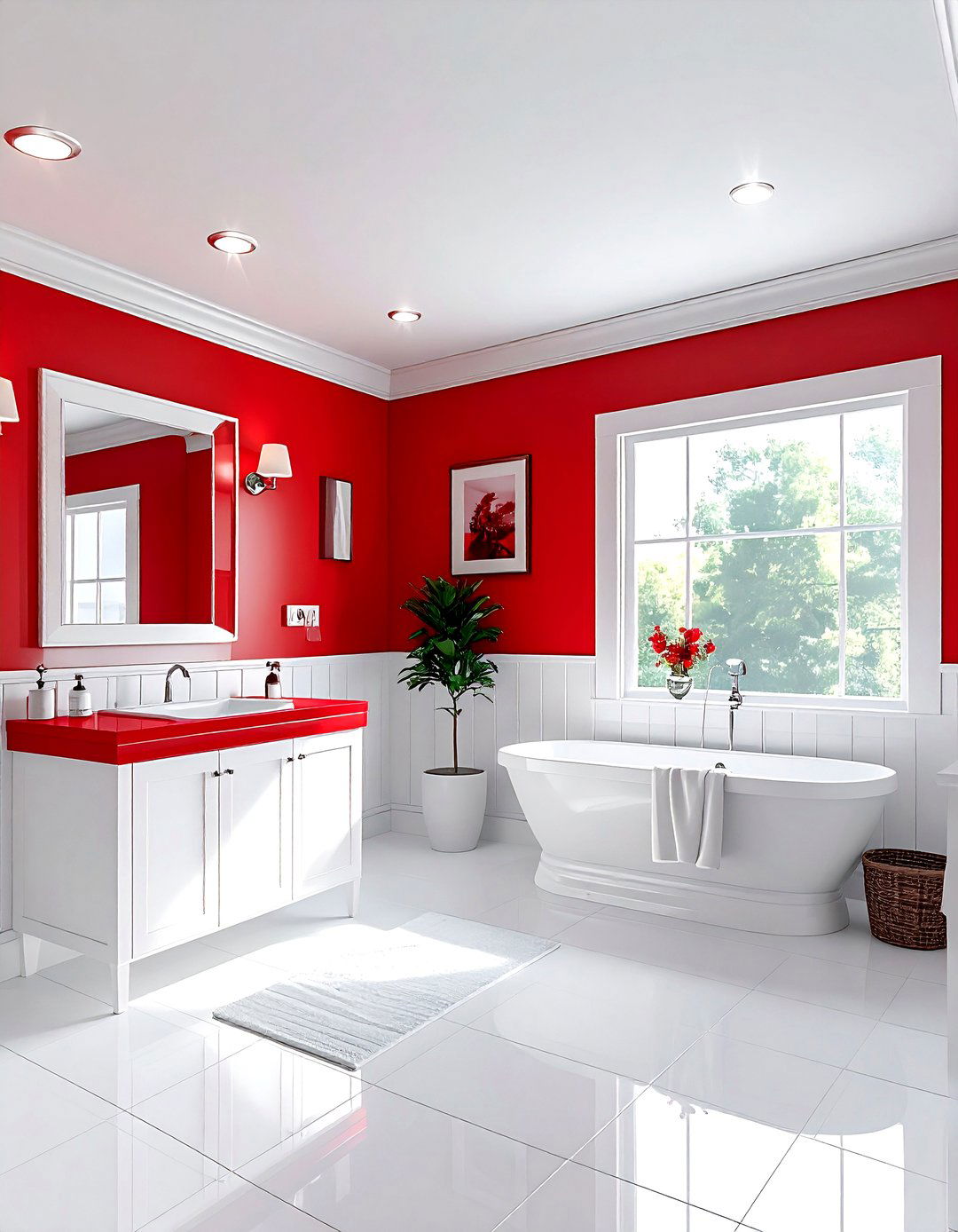 Red and white bathroom - 30 red bathroom ideas