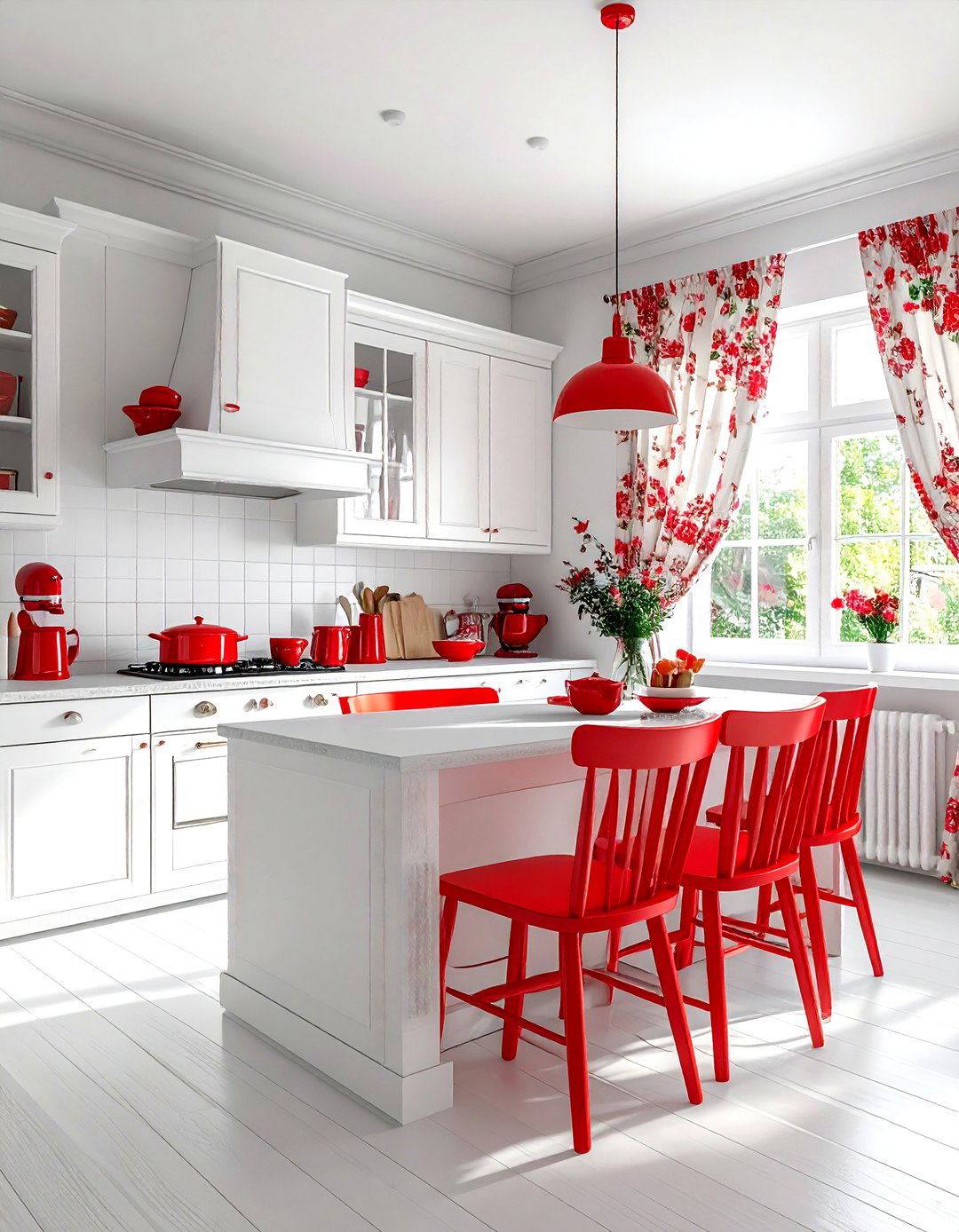Red and white cottage kitchen - 30 red and white kitchen ideas