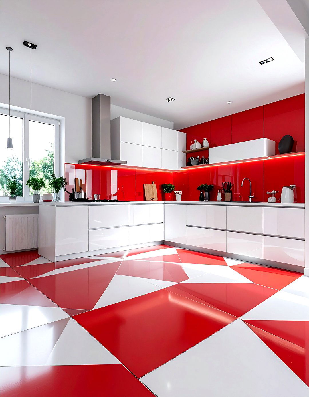 Red and white kitchen flooring - 30 red and white kitchen ideas
