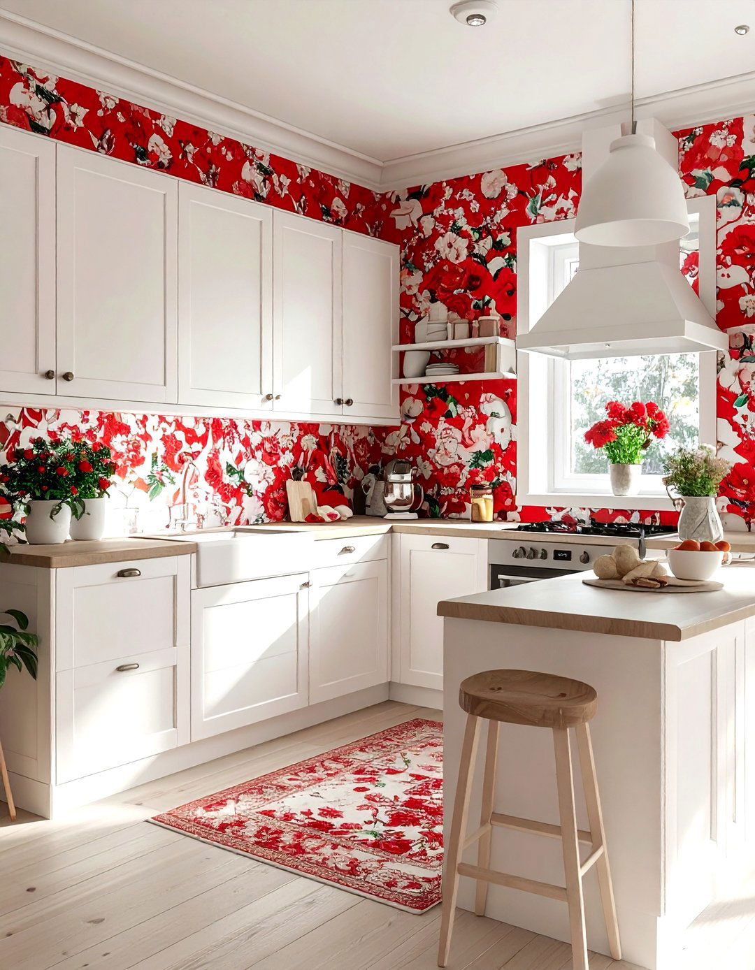 Red and white kitchen wallpaper - 30 red and white kitchen ideas