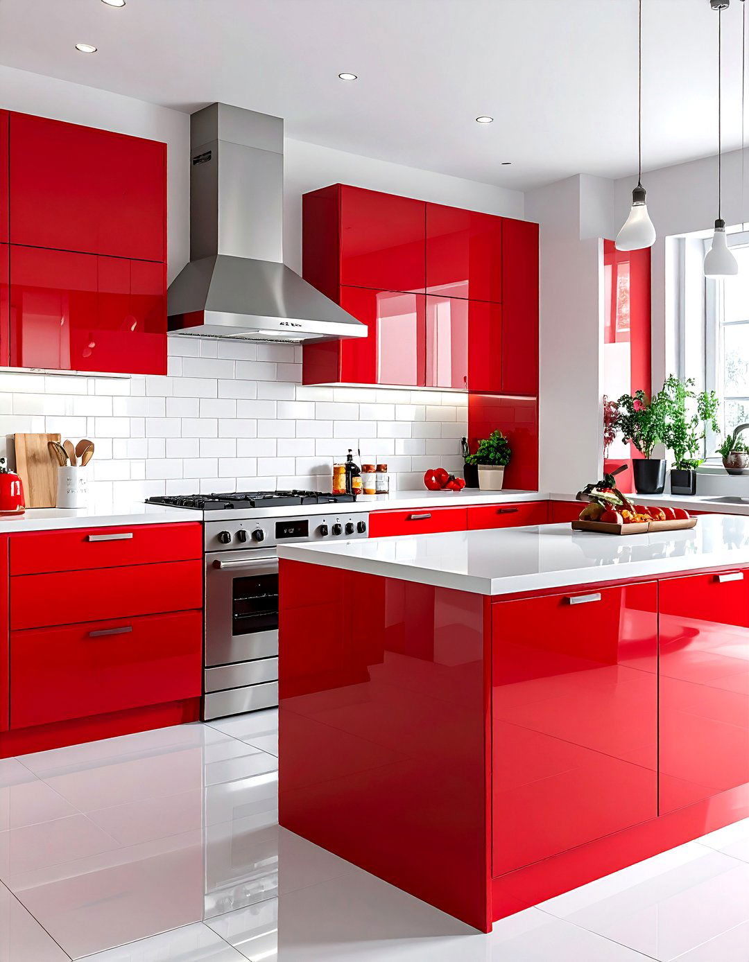 Red and white kitchen - 30 red kitchen color schemes