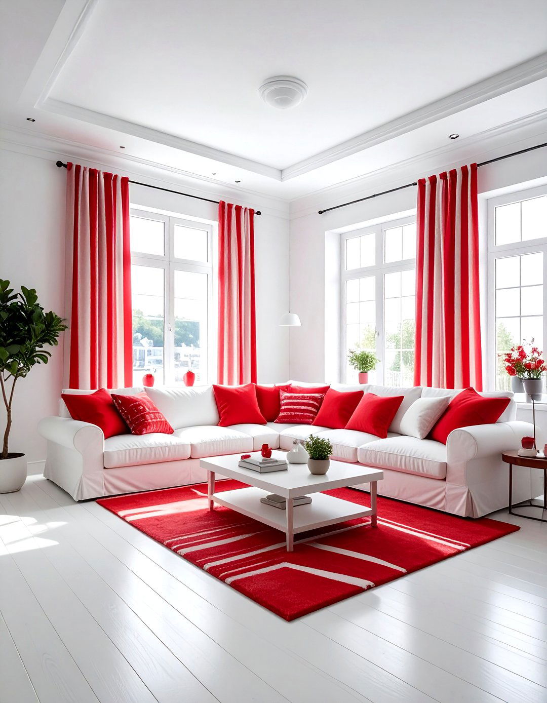 Red and white living room - 30 red living room ideas