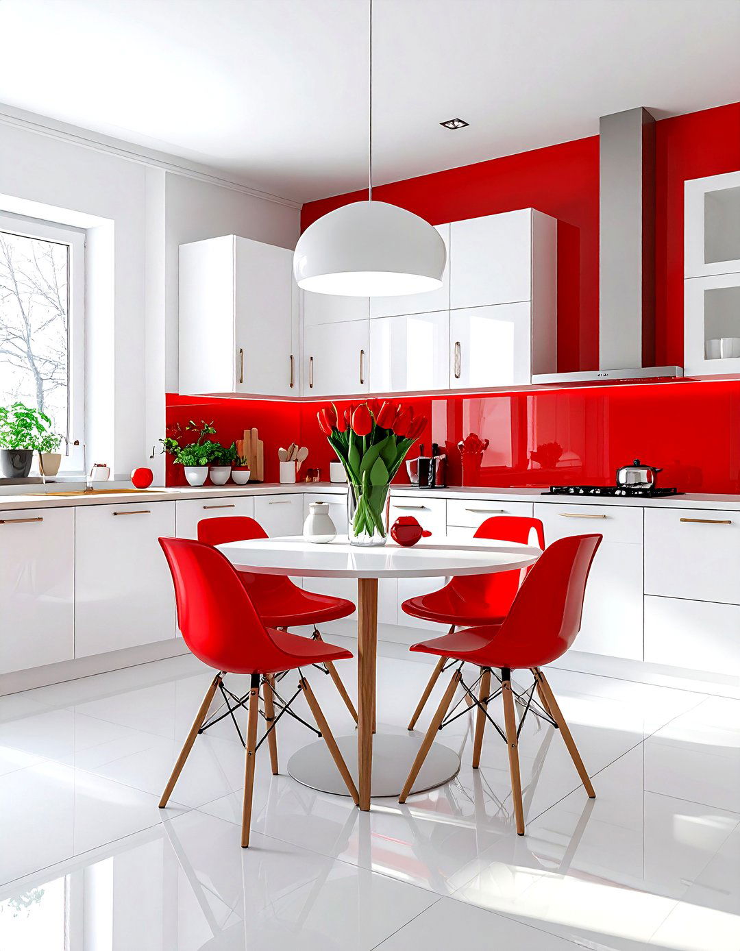 Red and white mid century kitchen - 30 red and white kitchen ideas