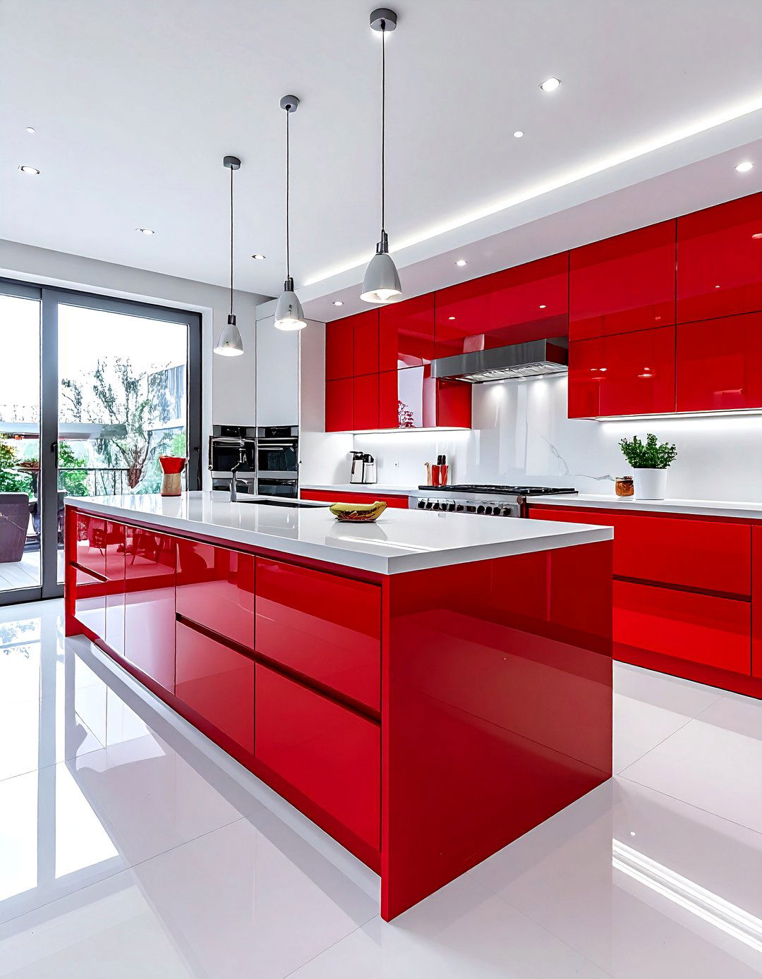 Red and white modern kitchen - 30 red and white kitchen ideas