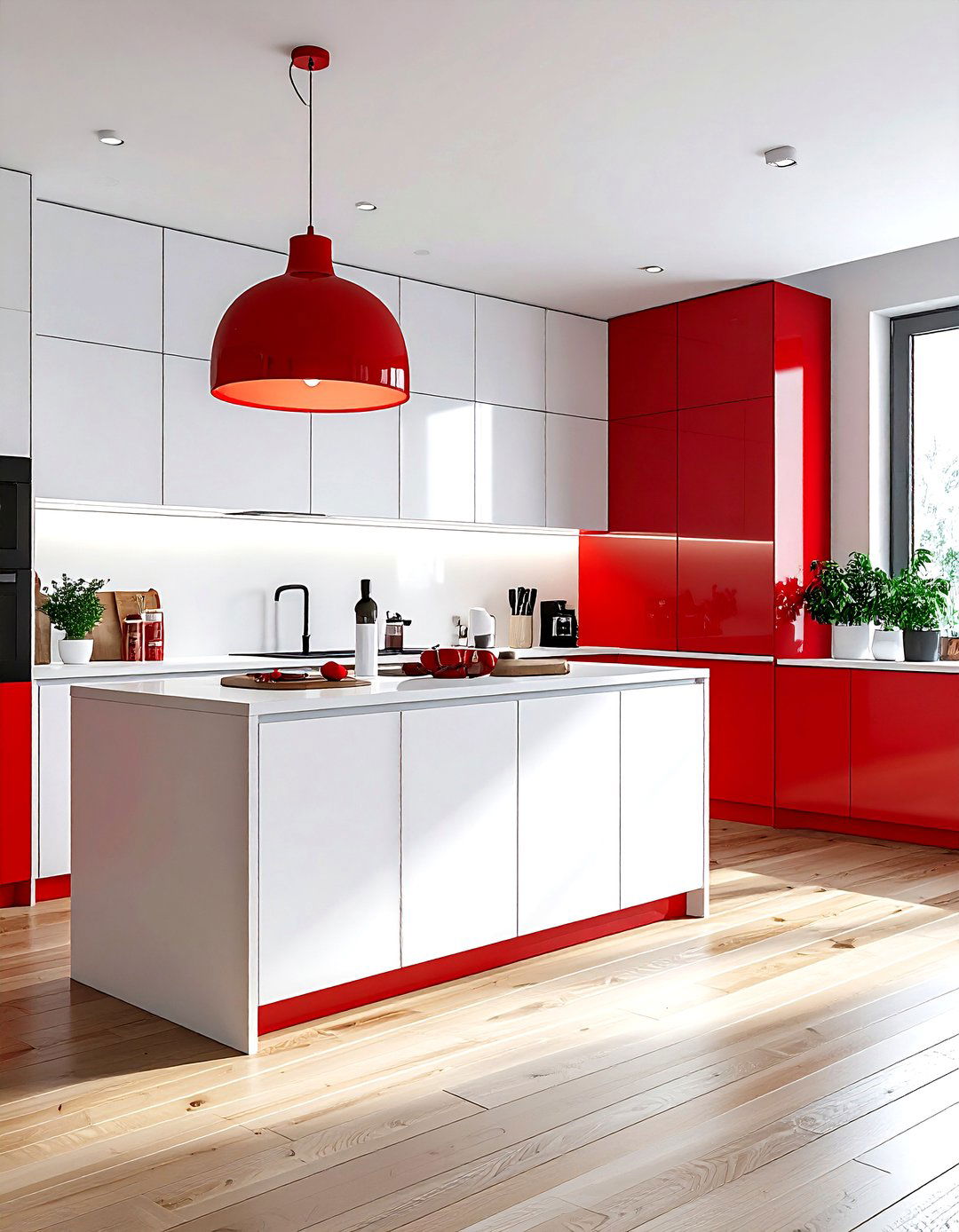 Red and white scandinavian kitchen - 30 red and white kitchen ideas