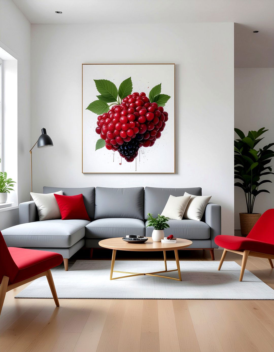 Red berry wall art - 30 berry living room ideas