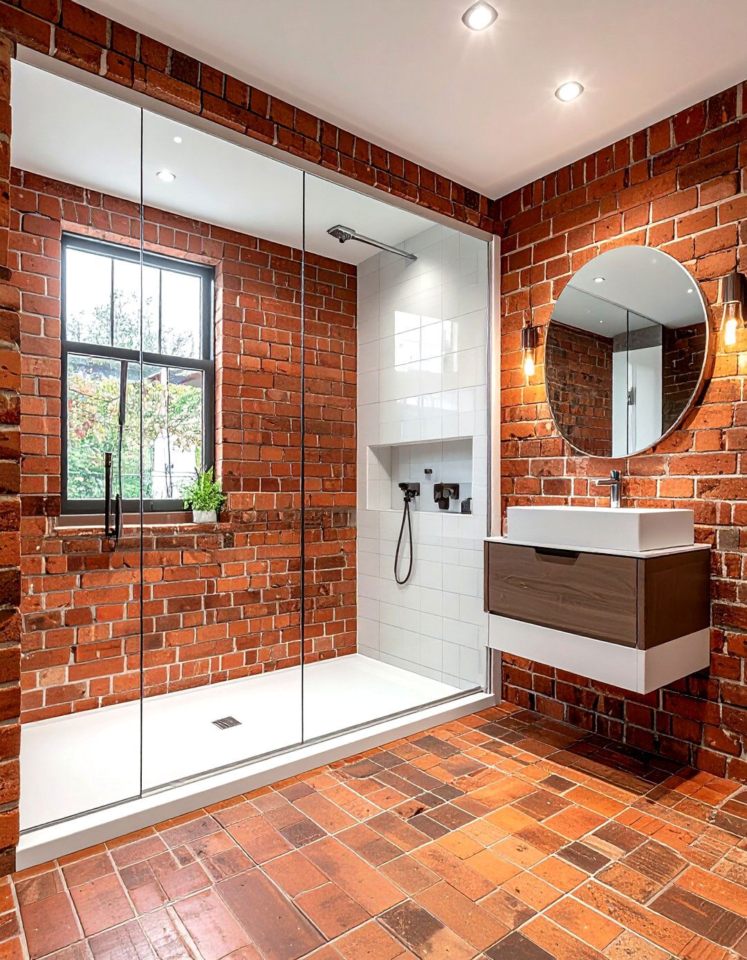 Red brick bathroom - 30 red bathroom ideas