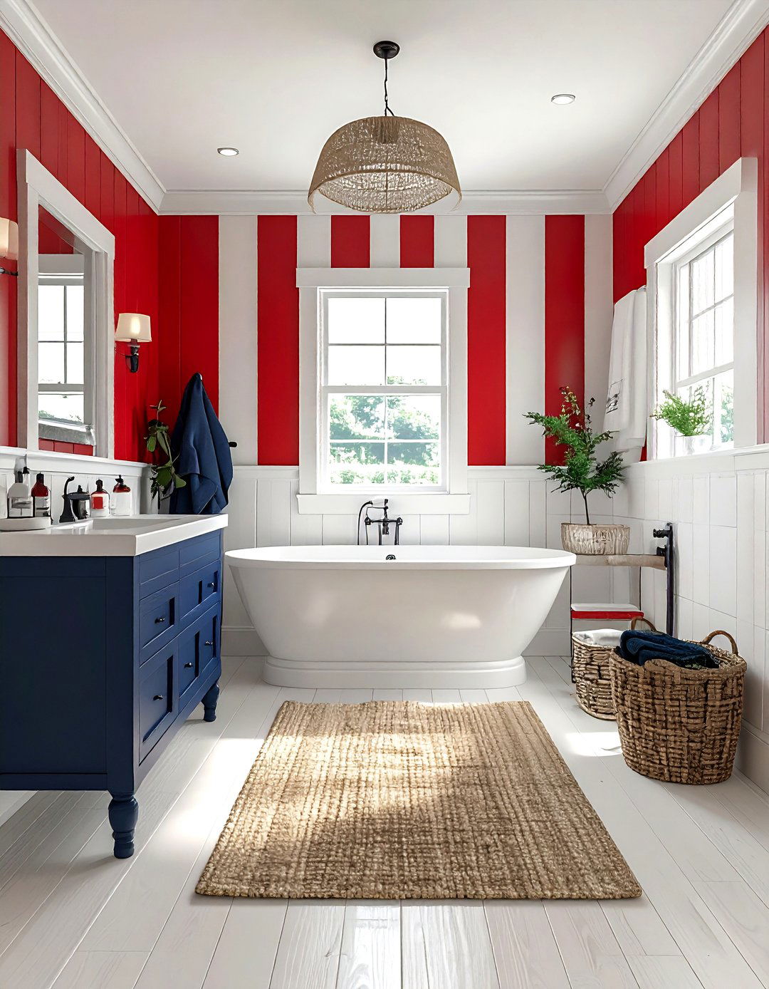 Red coastal bathroom - 30 red bathroom ideas