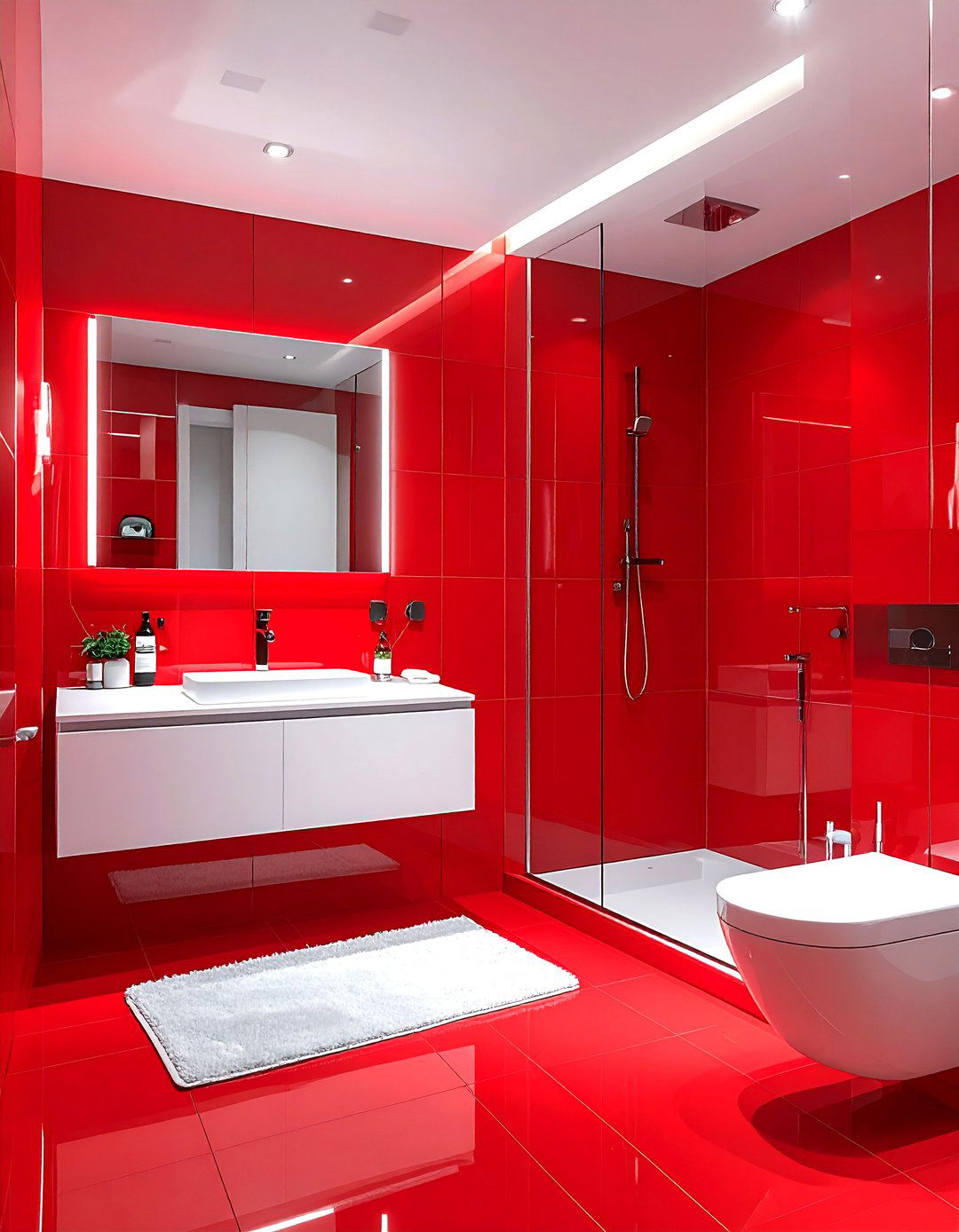 Red contemporary bathroom - 30 red bathroom ideas