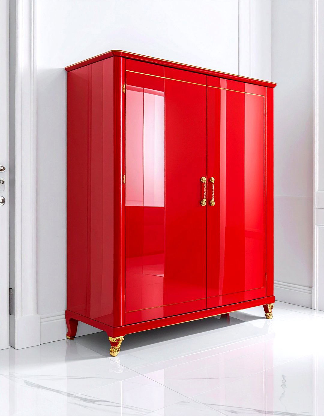 Red lacquer cabinet - 30 chinoiserie decor ideas