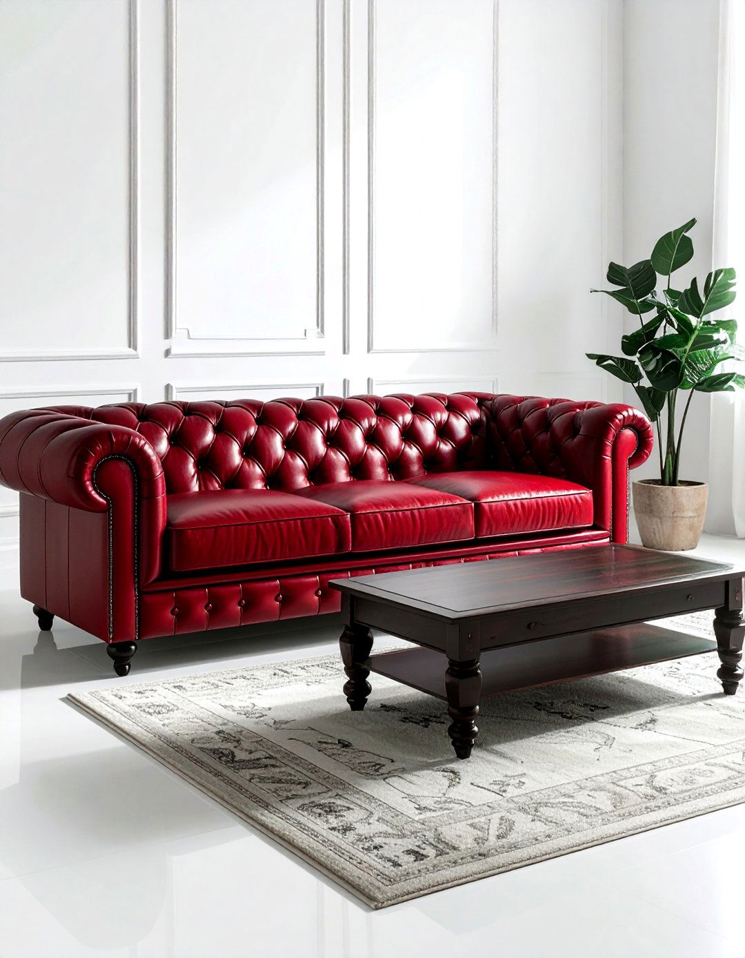 Red leather furniture - 30 red living room ideas