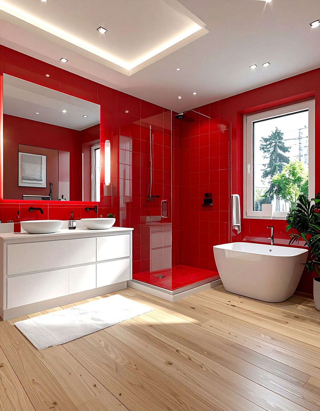 Red master bathroom - 30 red bathroom ideas