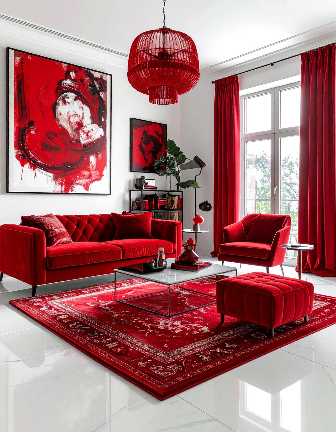 Red maximalist decor - 30 red living room ideas