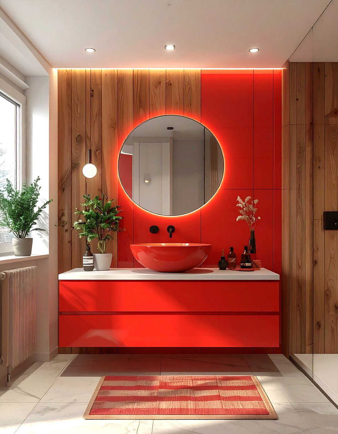 Red mid century modern bathroom - 30 red bathroom ideas