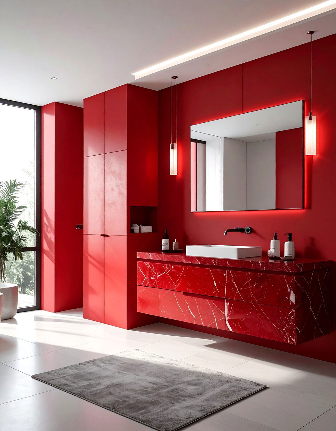 Red minimalist bathroom - 30 red bathroom ideas