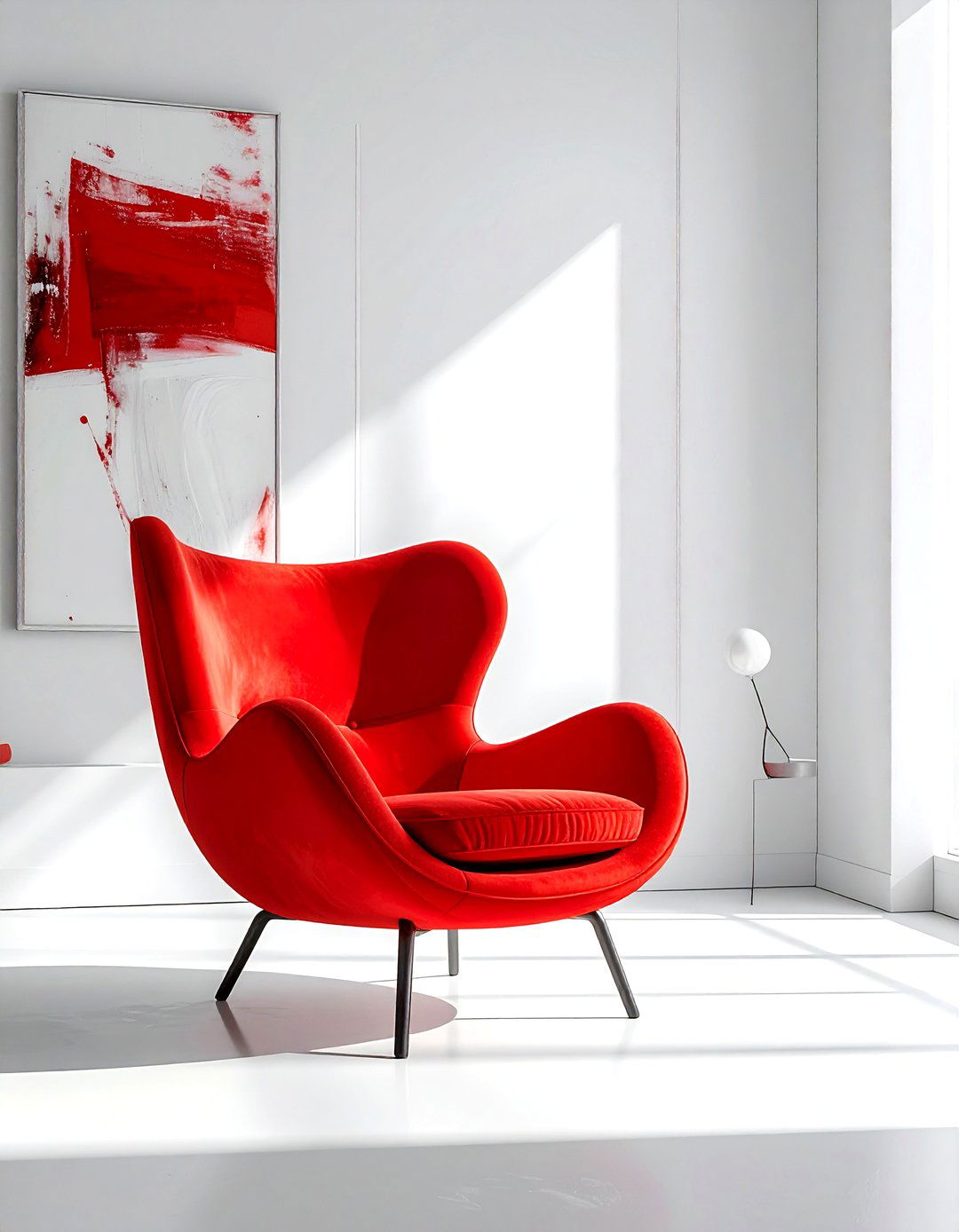 Red minimalist room - 30 red living room ideas