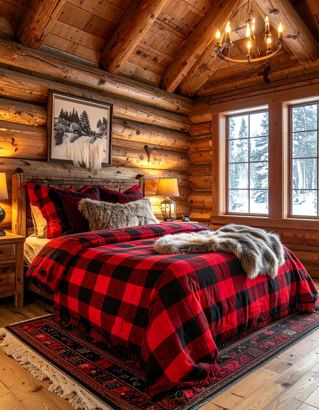 Red plaid cabin bedroom - 30 plaid decor ideas
