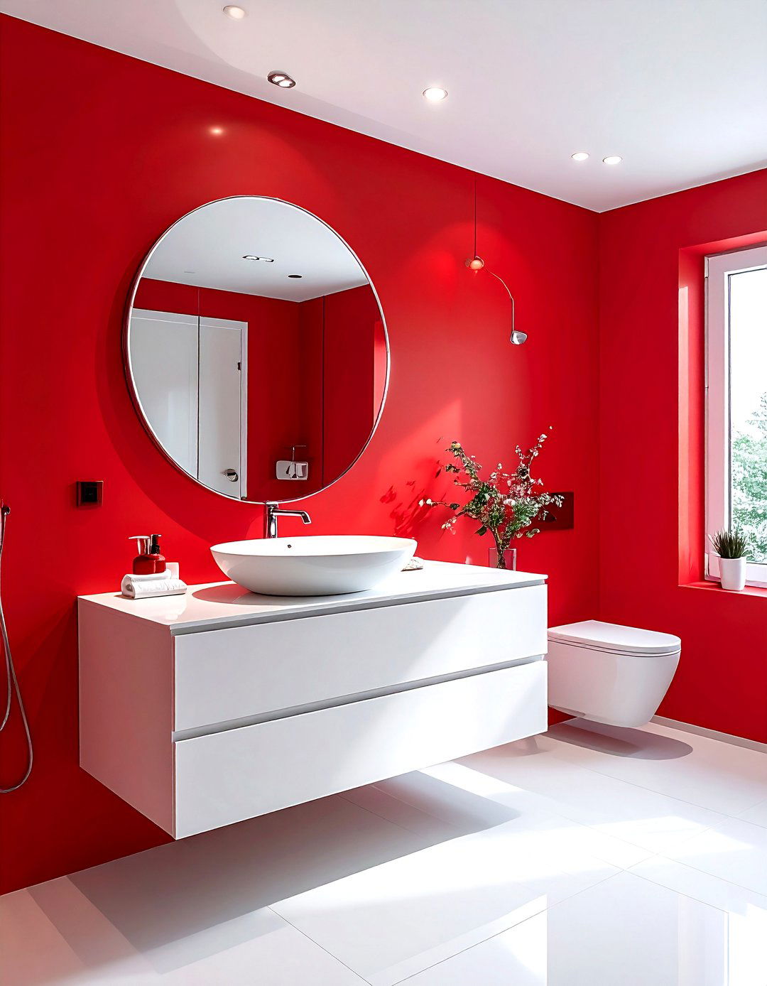 Red powder room - 30 red bathroom ideas