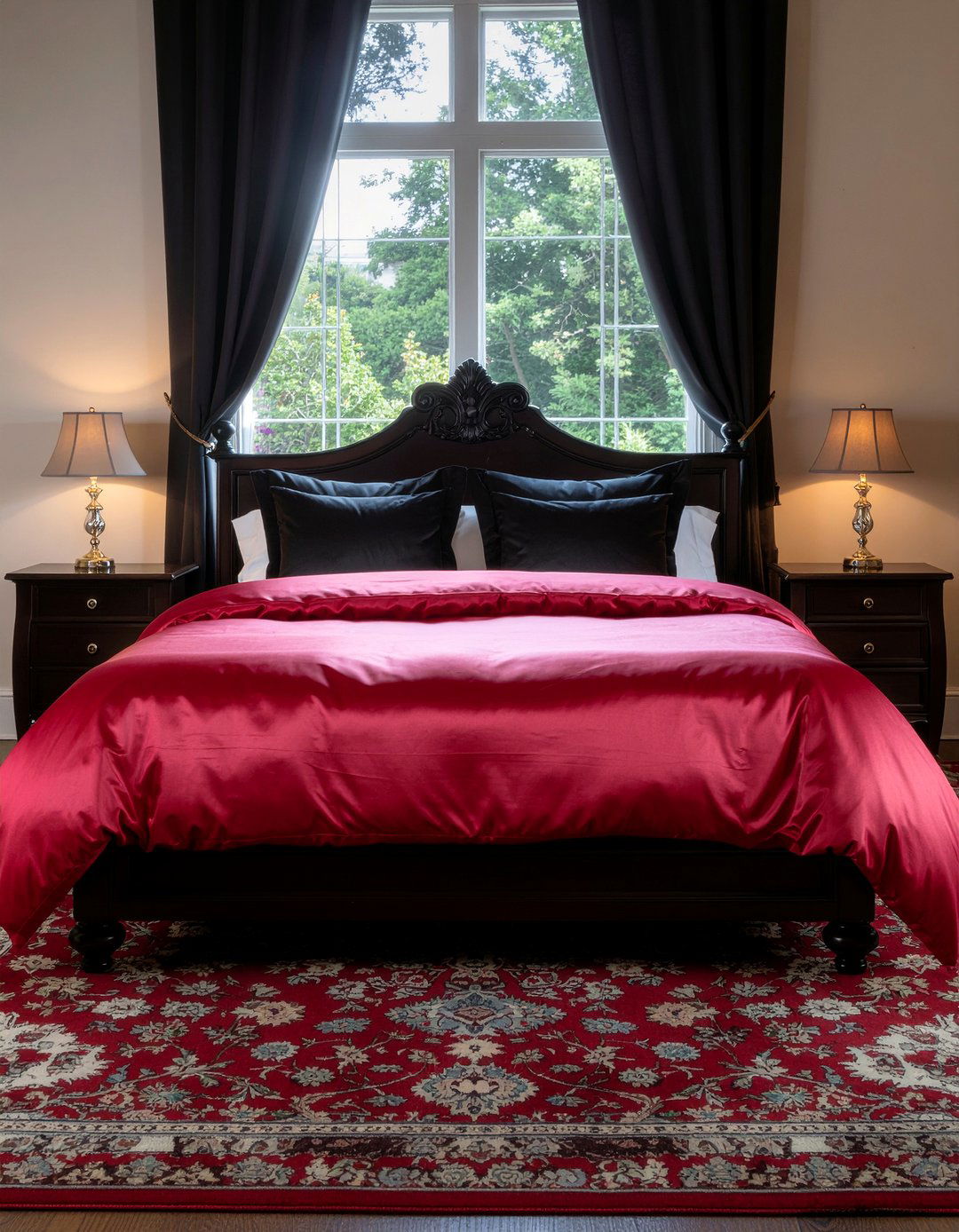 Red satin bedding - 30 bedroom satin bedding ideas