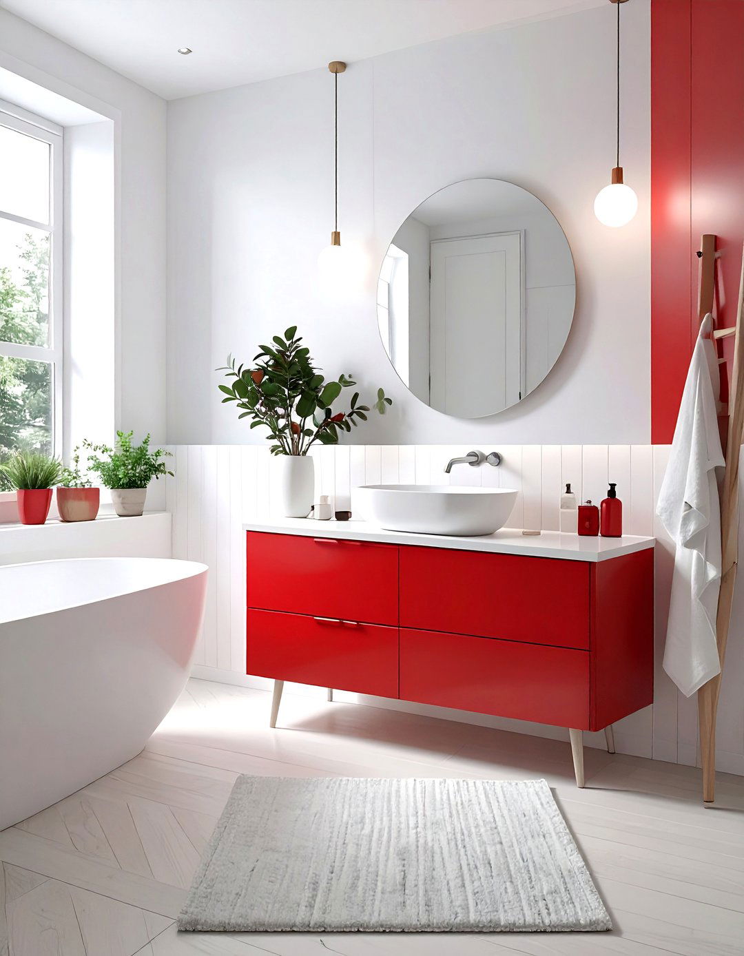 Red scandinavian bathroom - 30 red bathroom ideas