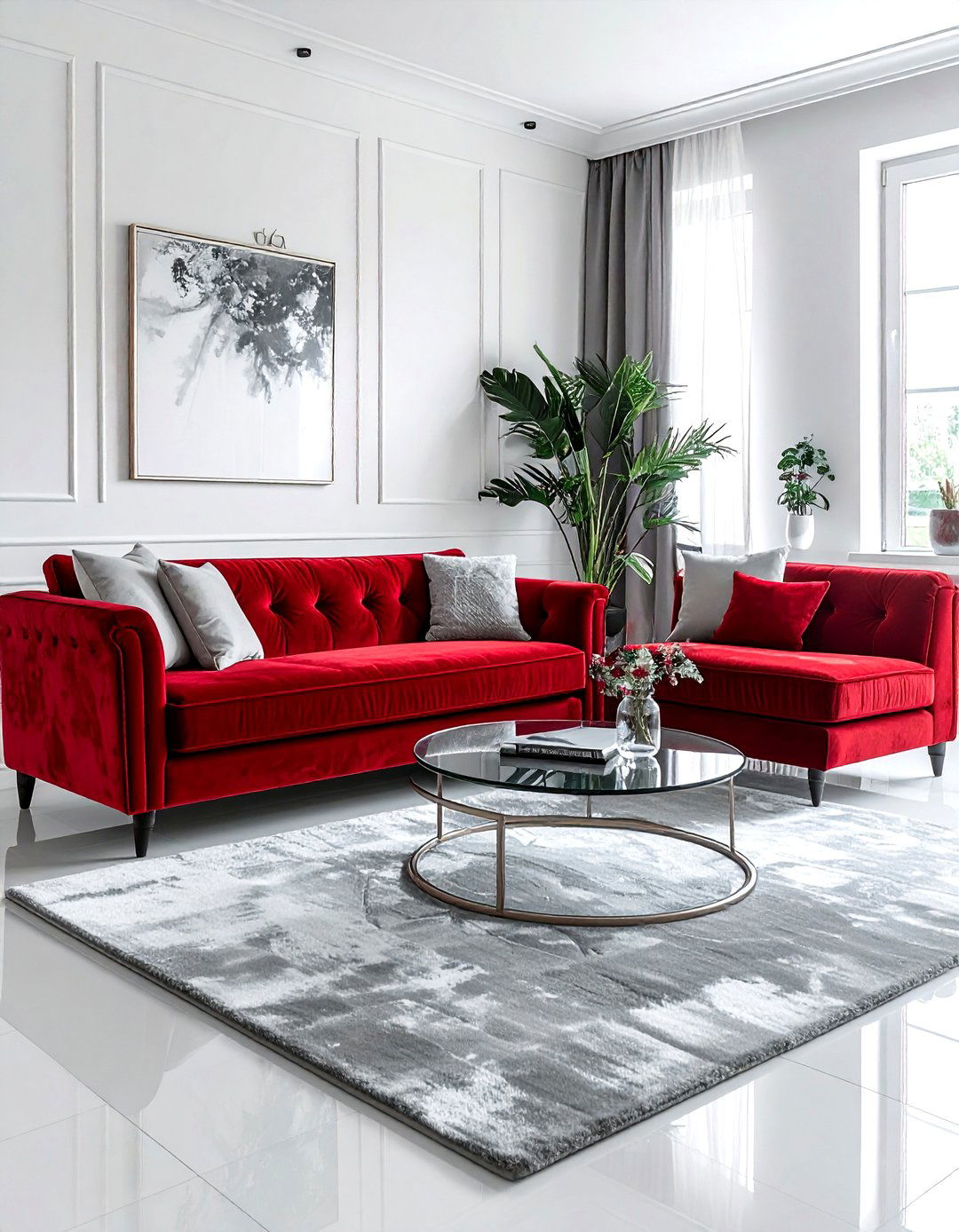 Red sofa living room decor - 30 red and white living room ideas