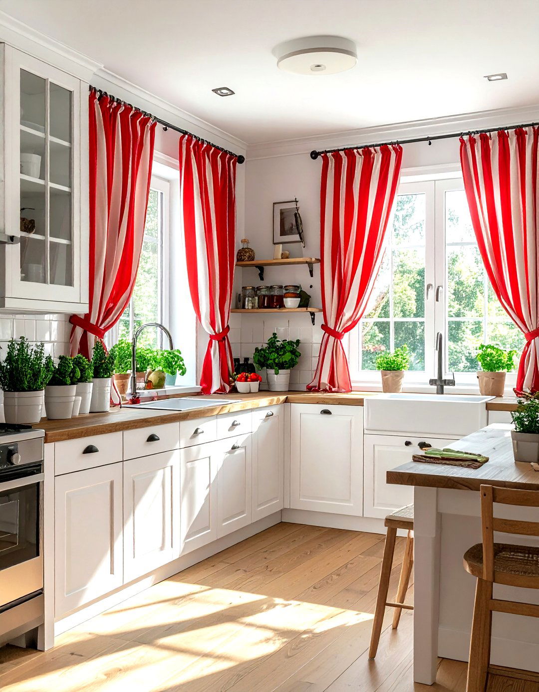Red striped curtains - 30 colorful curtain ideas