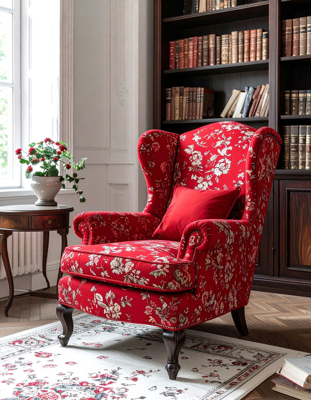 Red toile upholstery chair - 30 toile decor ideas