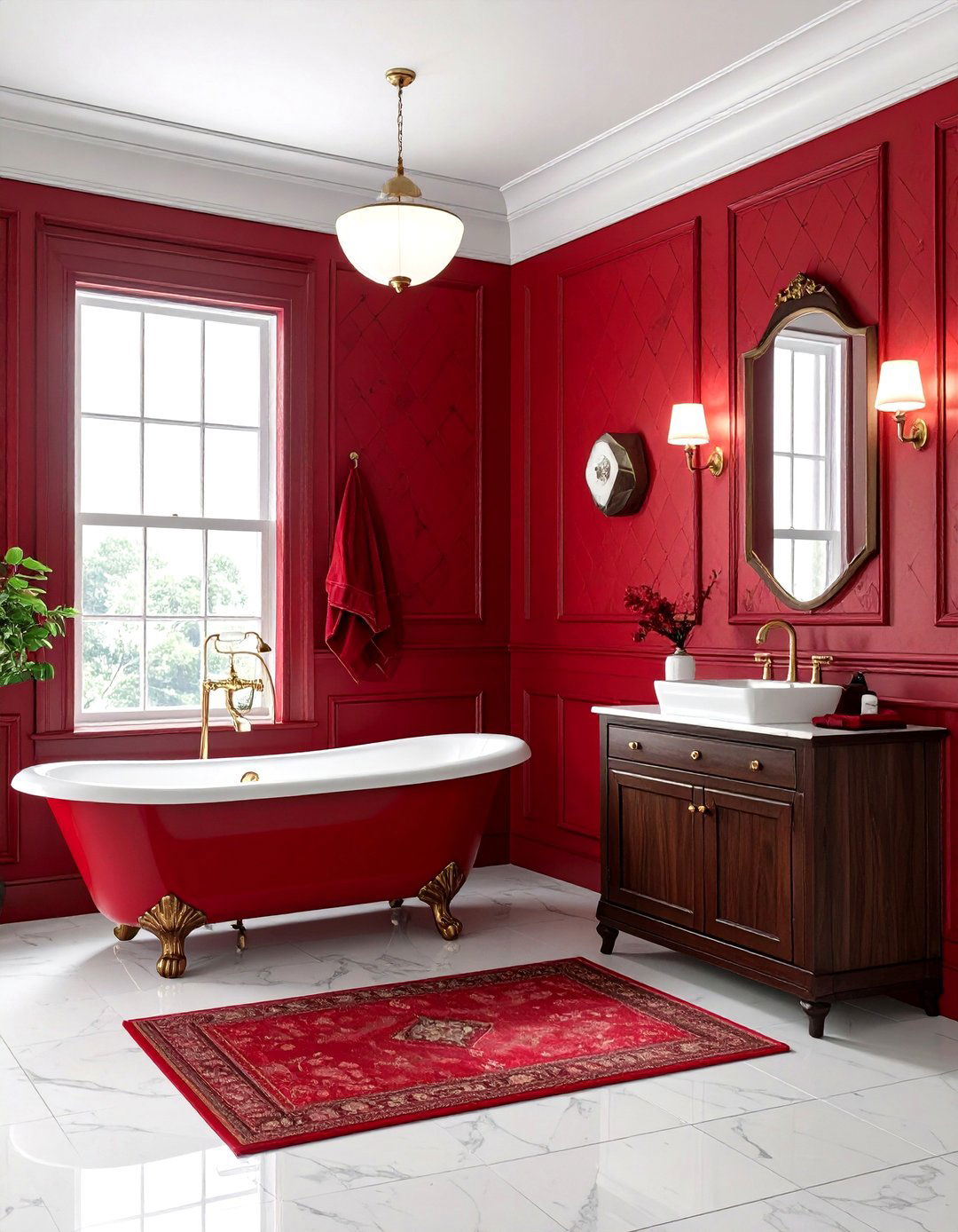 Red victorian bathroom - 30 red bathroom ideas