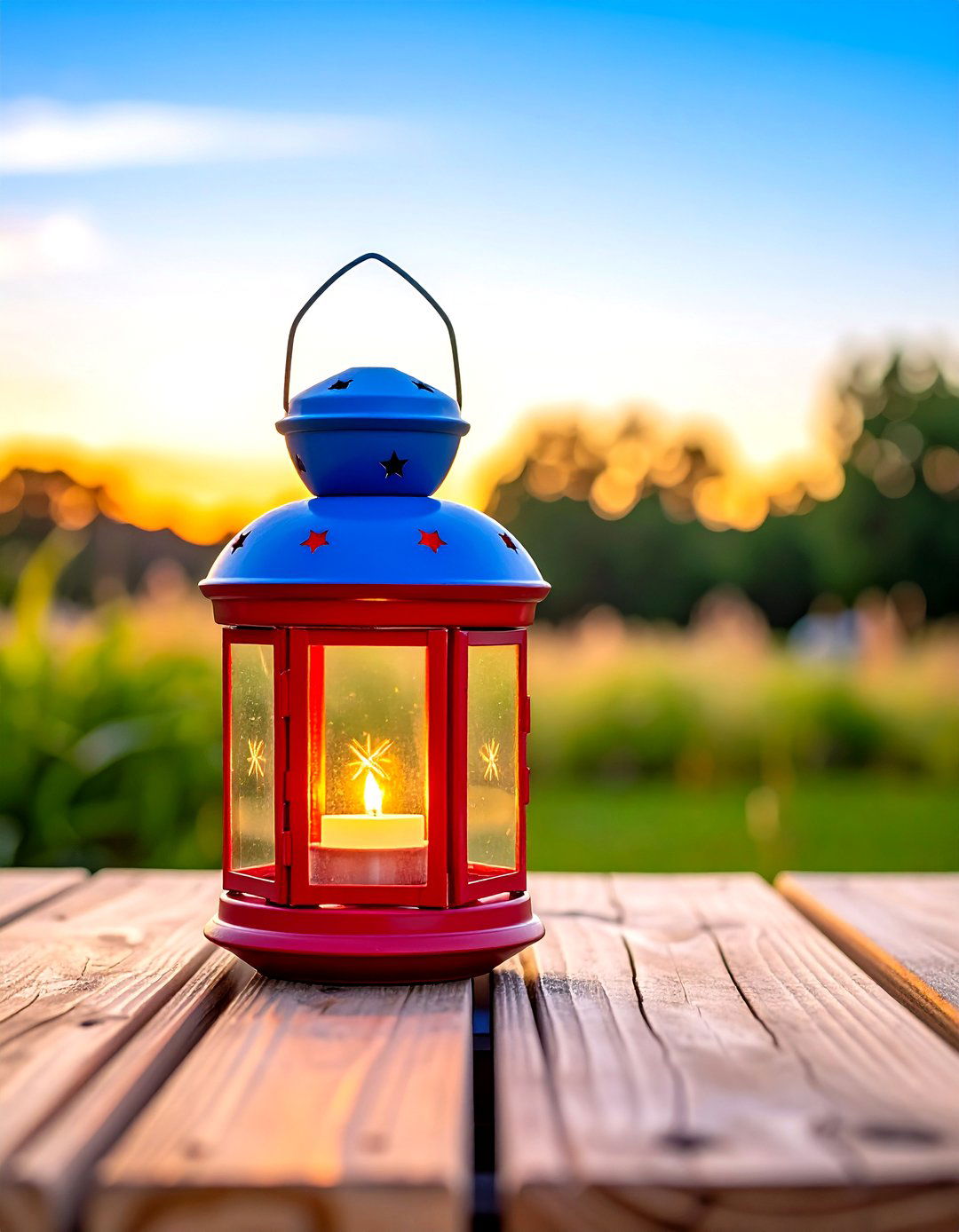 Red white and blue lantern - 30 patriotic decor ideas