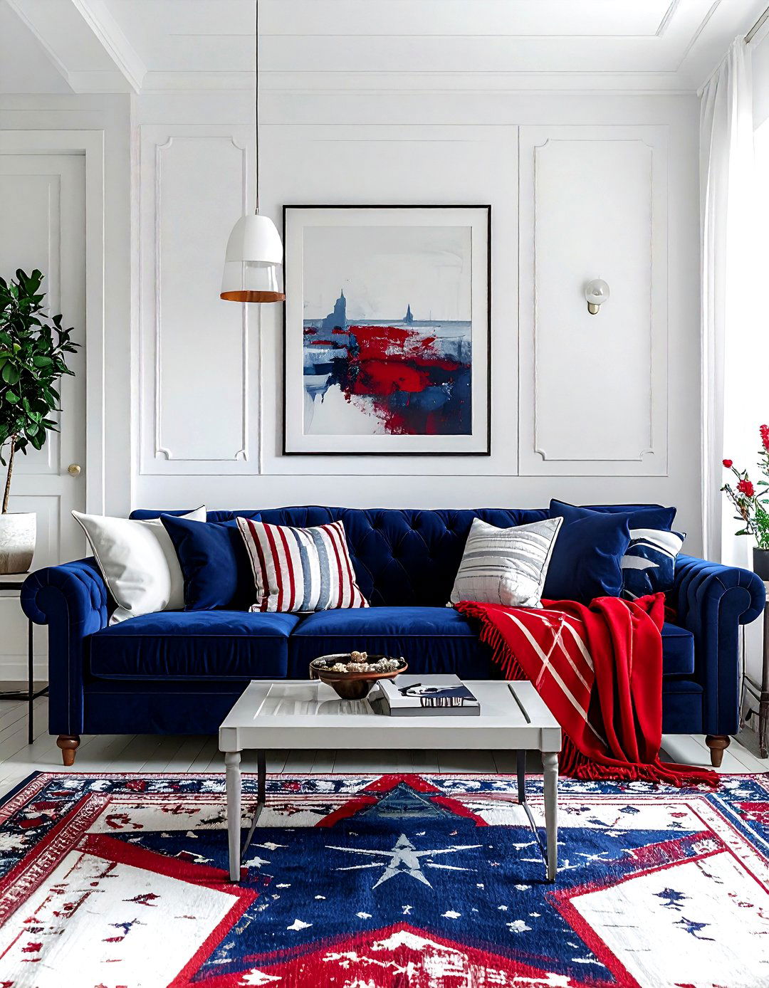 Red white and blue living room - 30 patriotic decor ideas