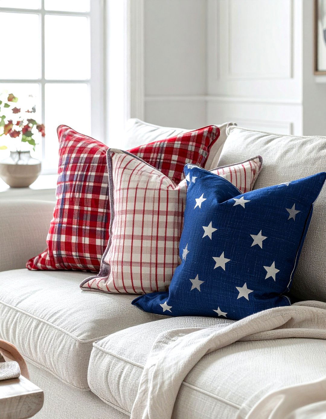 Red white and blue throw pillows - 30 patriotic decor ideas