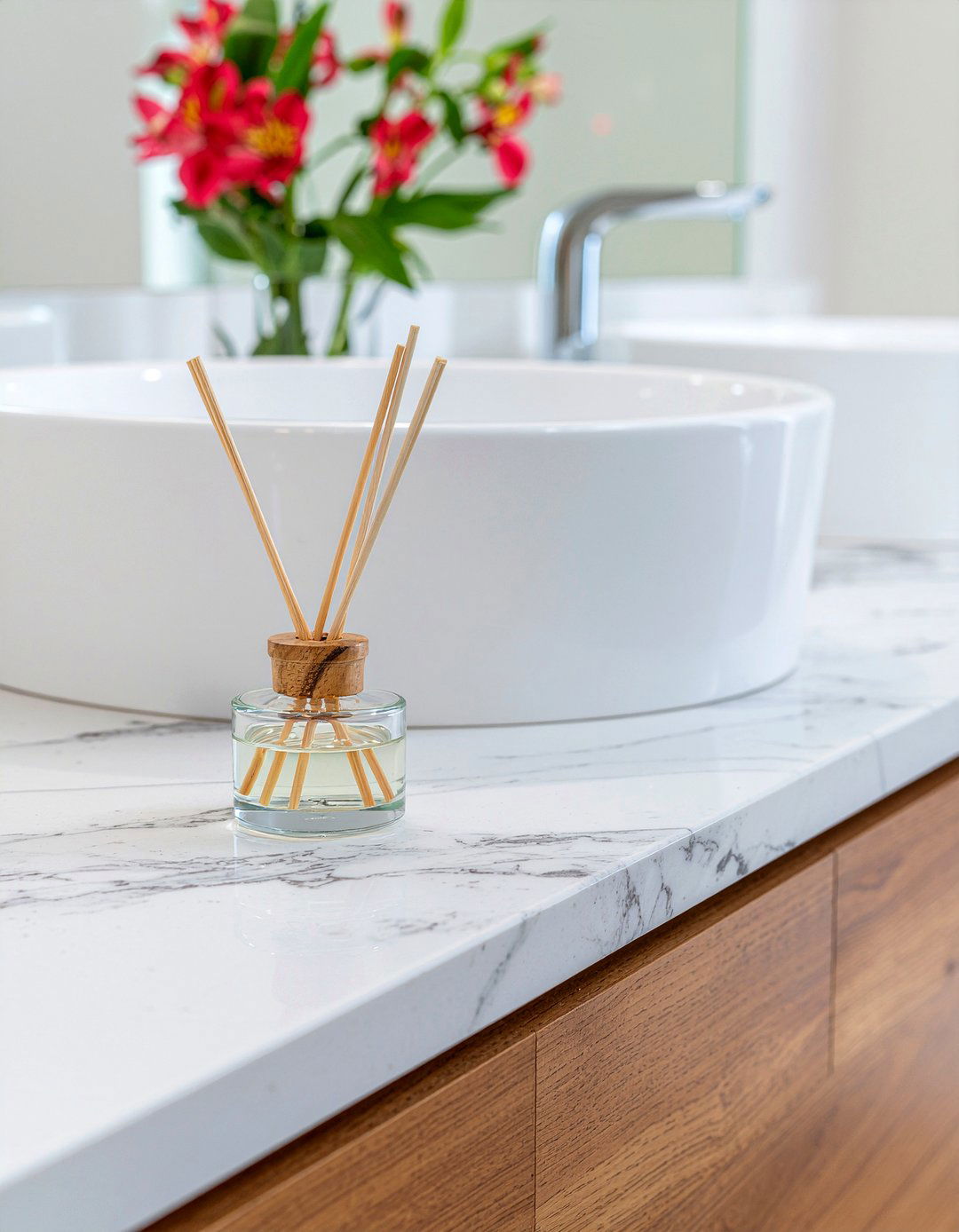 Reed diffuser placement - 30 bathroom countertop styling ideas