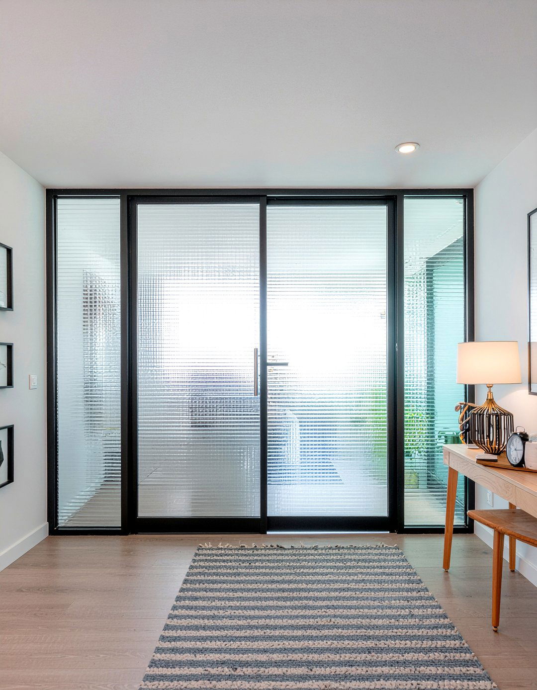 Reeded Glass Door - 30 living room privacy glass ideas