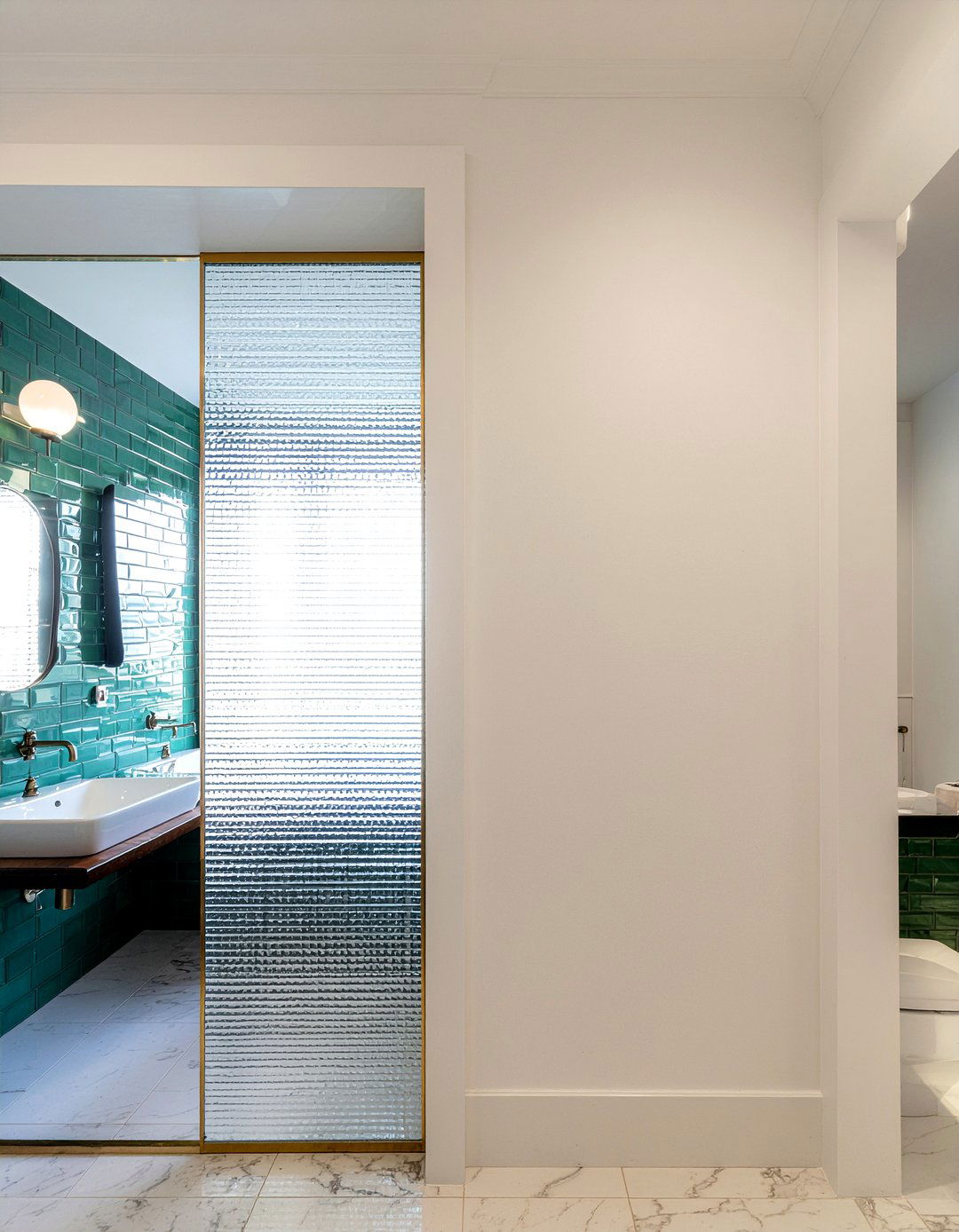 Reeded glass bathroom french doors - 30 bathroom French door ideas