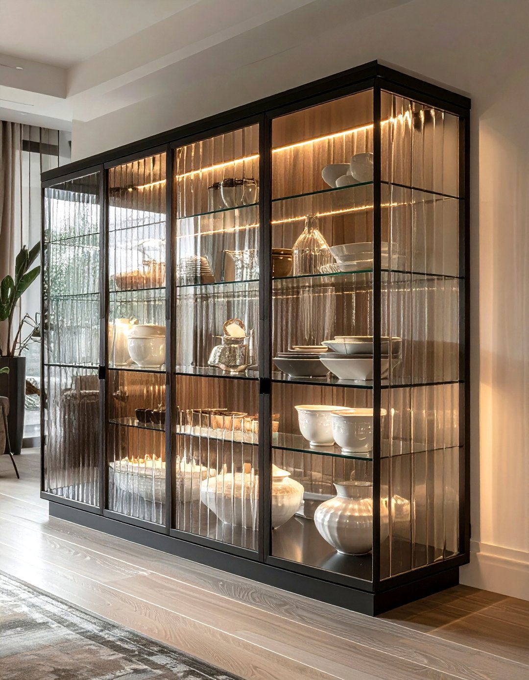 Reeded glass cabinet - 30 living room built-in cabinets