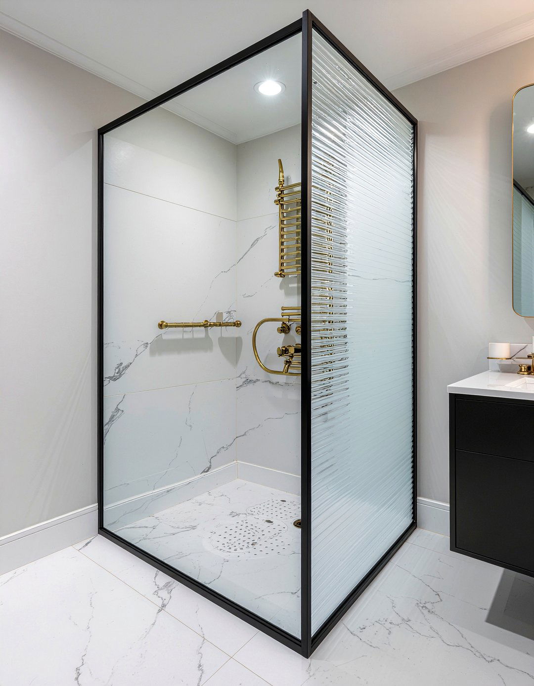 Reeded glass shower door - 30 bathroom trend forecast ideas