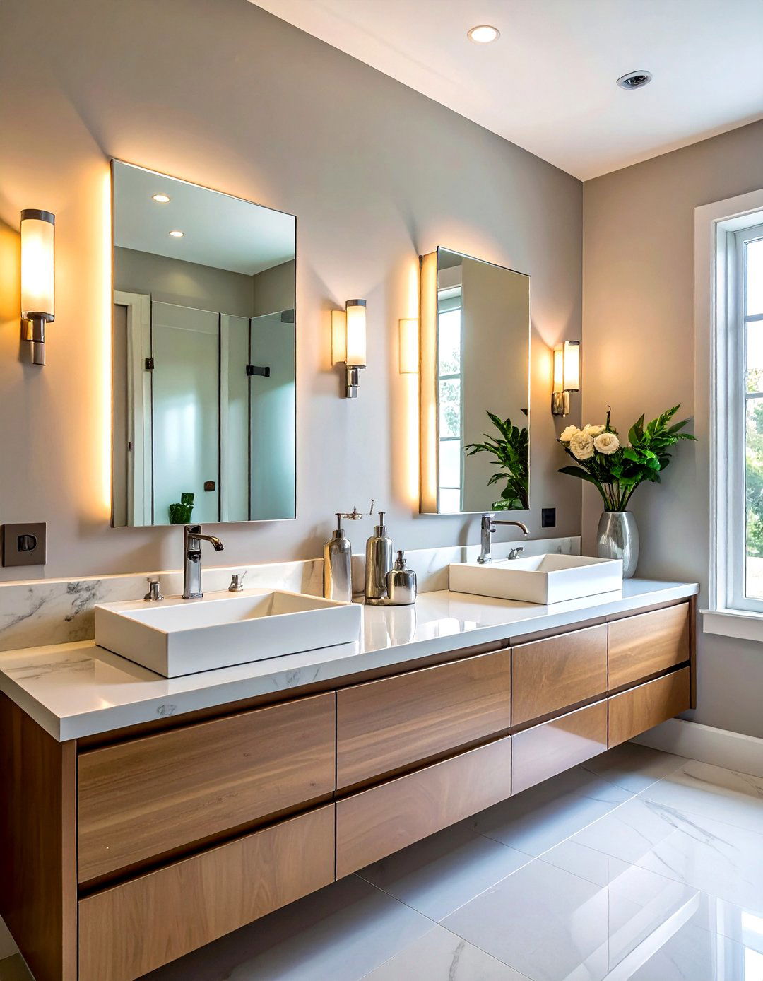 Reflective metallic bathroom accents - 30 bright bathroom ideas