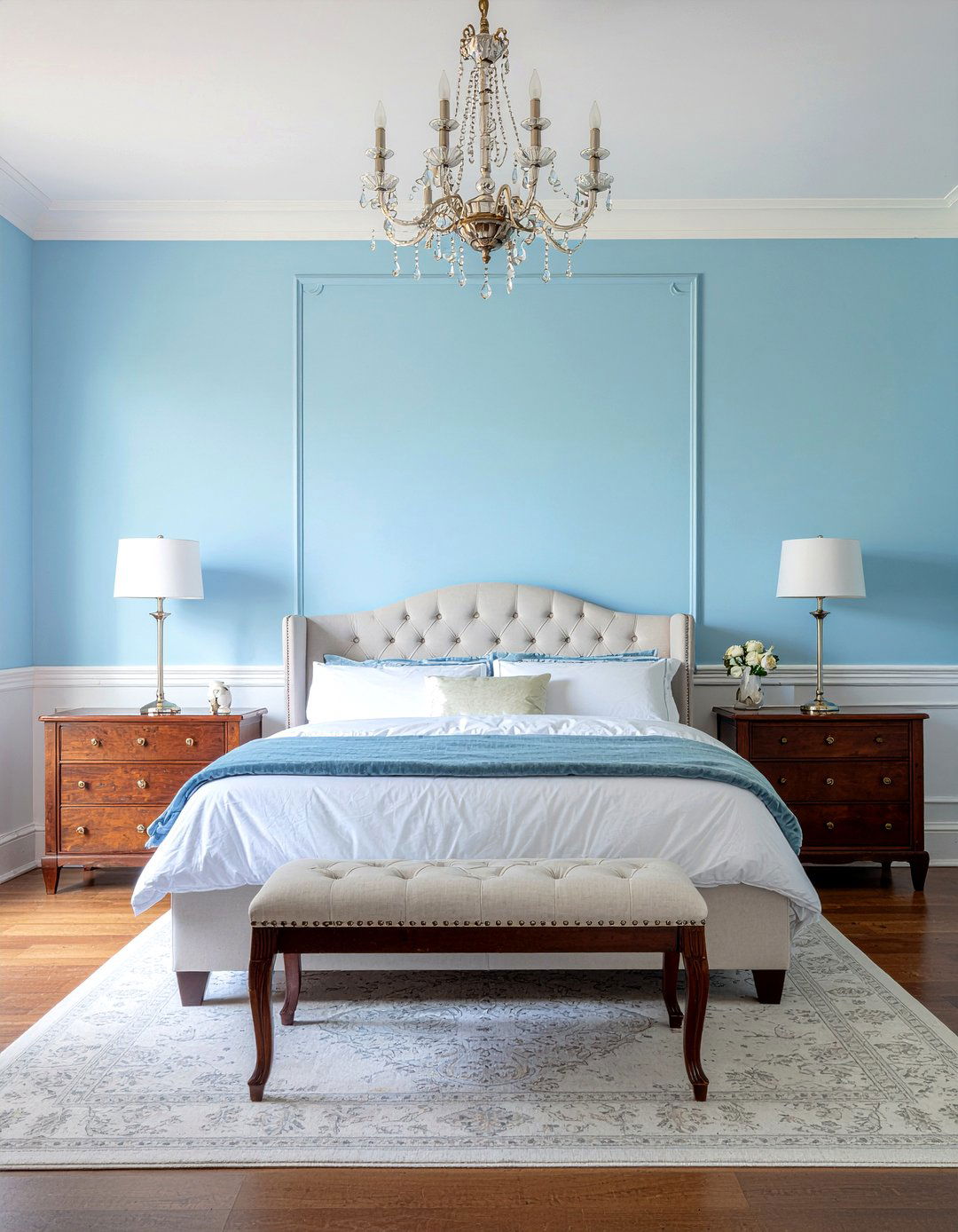 Regency blue walls - 30 Georgian bedroom ideas
