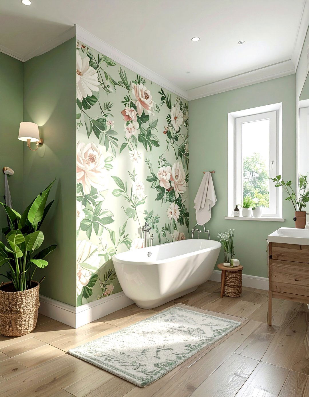 Removable Wallpaper - 30 quick bathroom makeover ideas