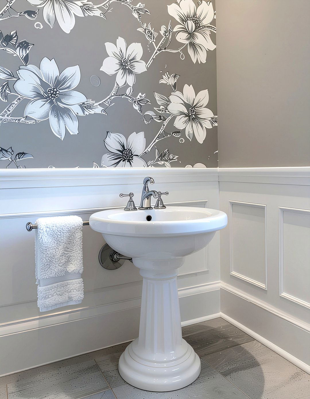 Removable wallpaper accent wall - 30 bathroom facelift ideas
