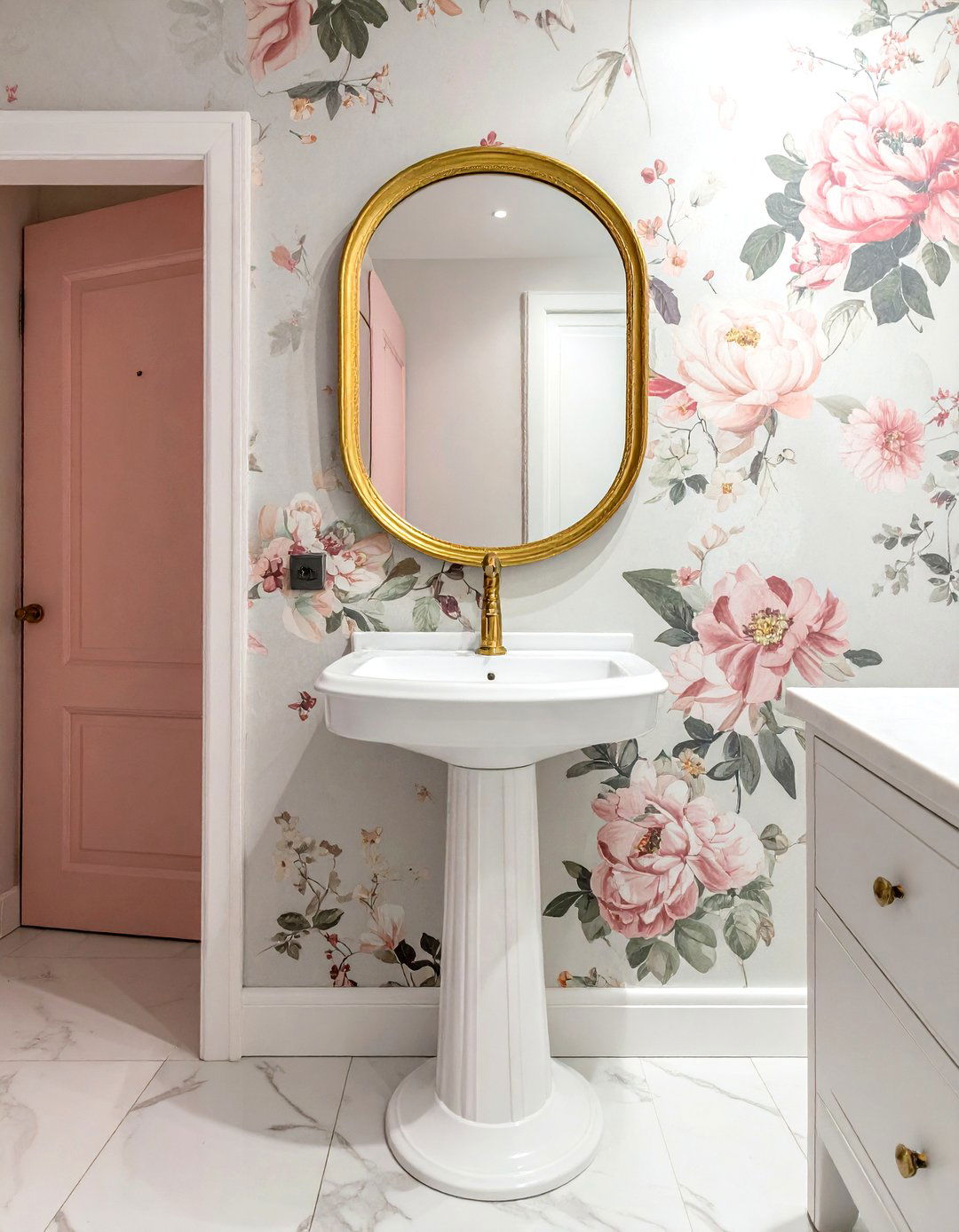 Removable wallpaper accent wall - 30 bathroom weekend project ideas