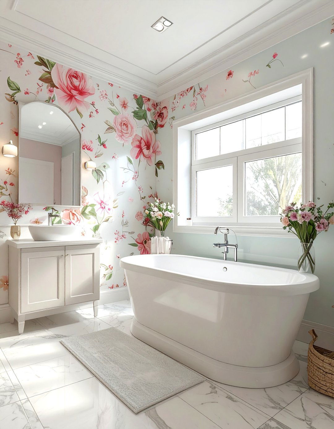 Removable wallpaper bathroom