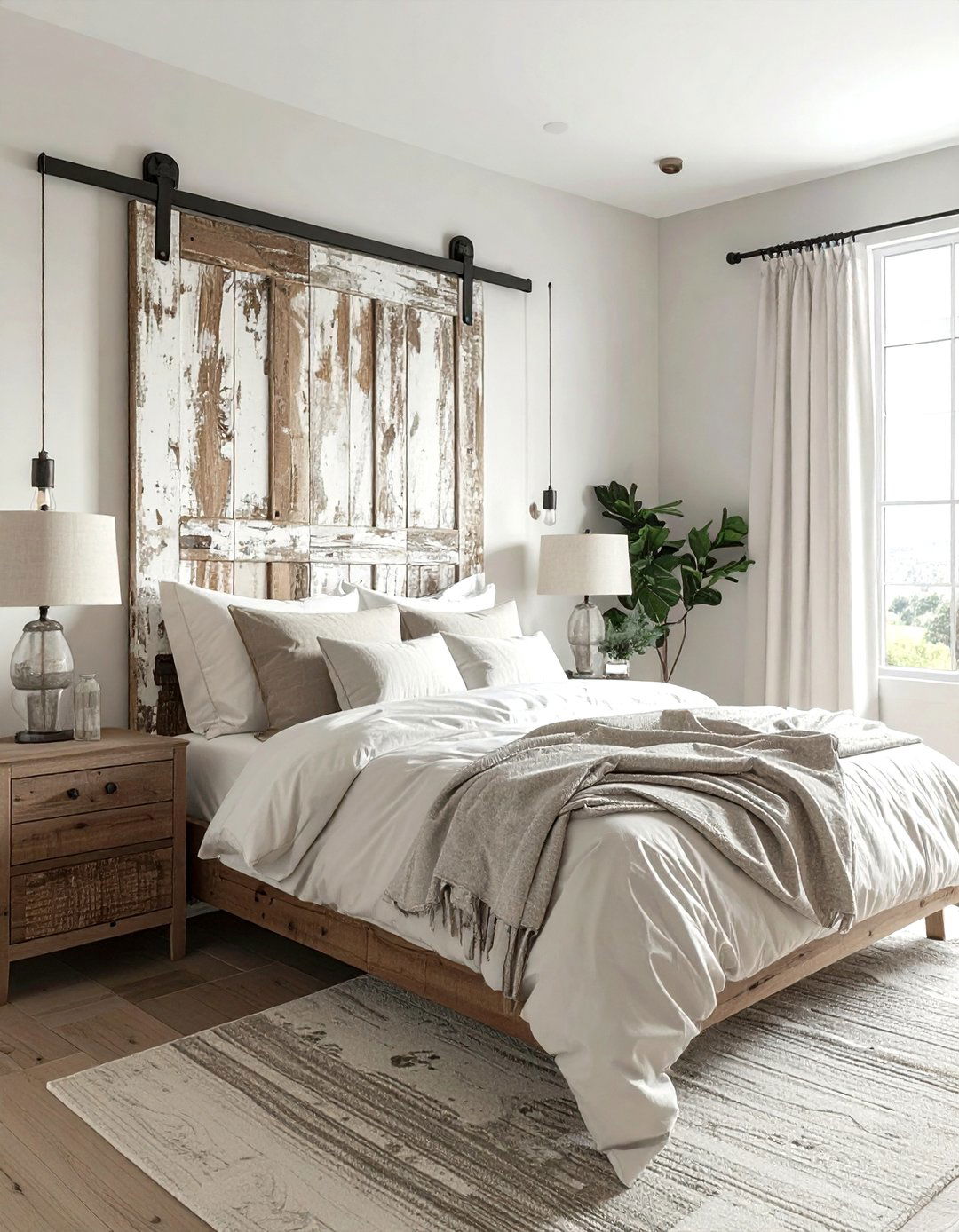 Repurposed Door Headboard - 30 secondhand bedroom ideas